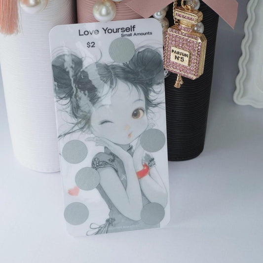 Love Yourself Savings Challenge Card | Laminated Cash Envelope Tracker