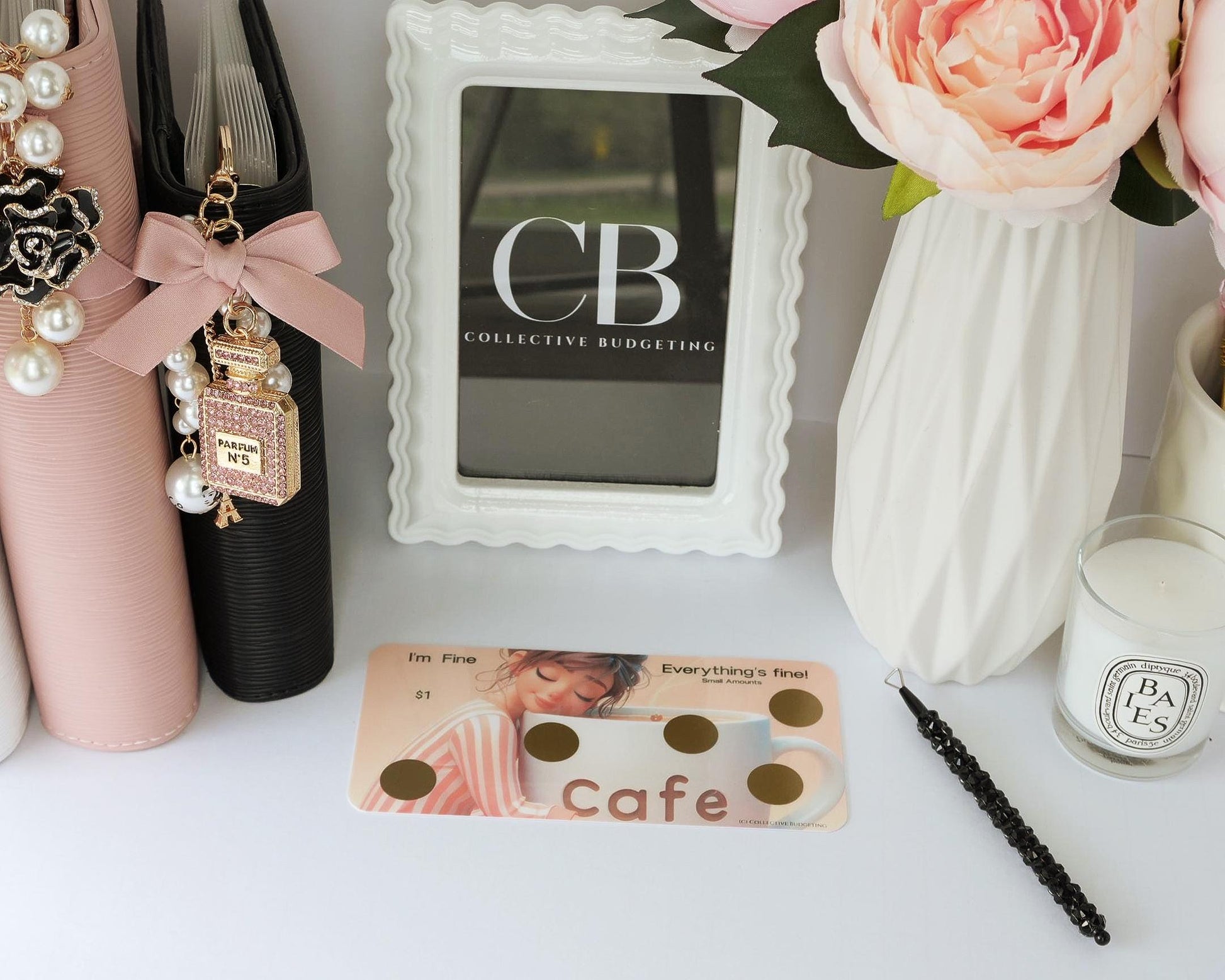 Laminated Savings Challenge Card | Café Anime Cash Envelope Tracker