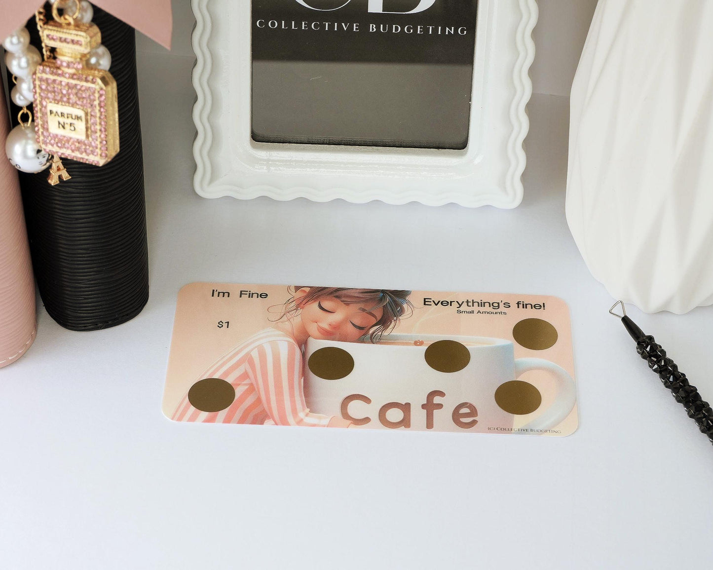 Laminated Savings Challenge Card | Café Anime Cash Envelope Tracker