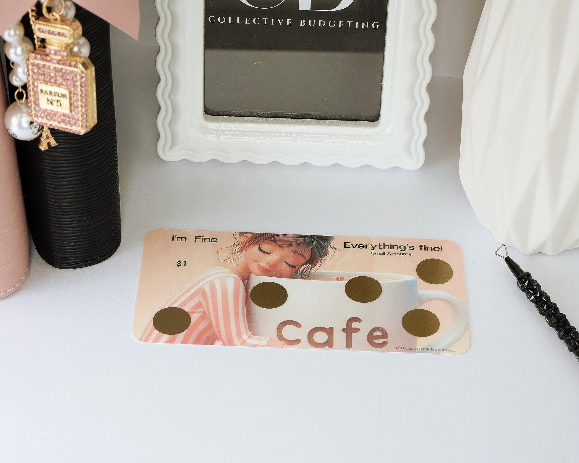Laminated Savings Challenge Card | Café Anime Cash Envelope Tracker