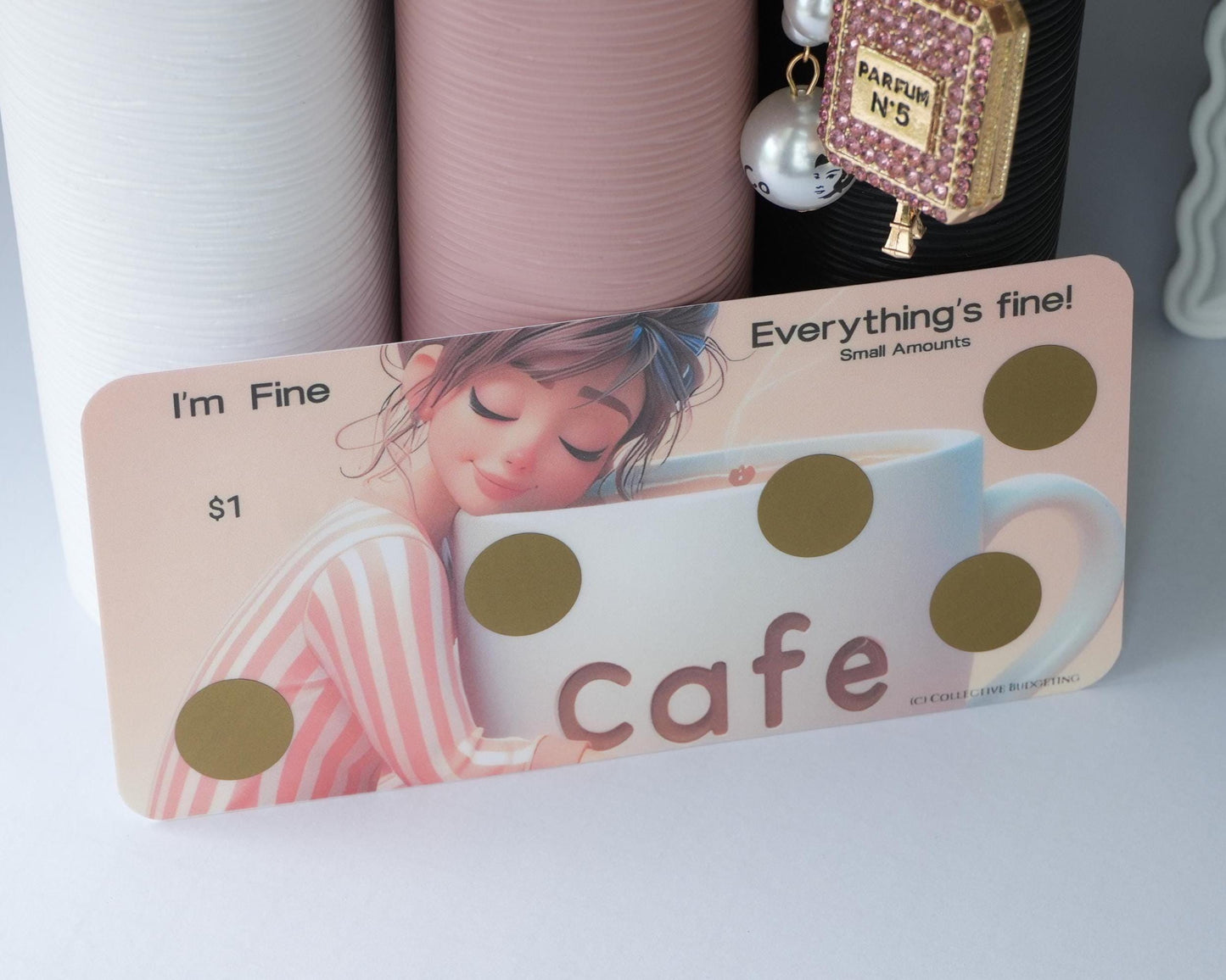 Laminated Savings Challenge Card | Café Anime Cash Envelope Tracker