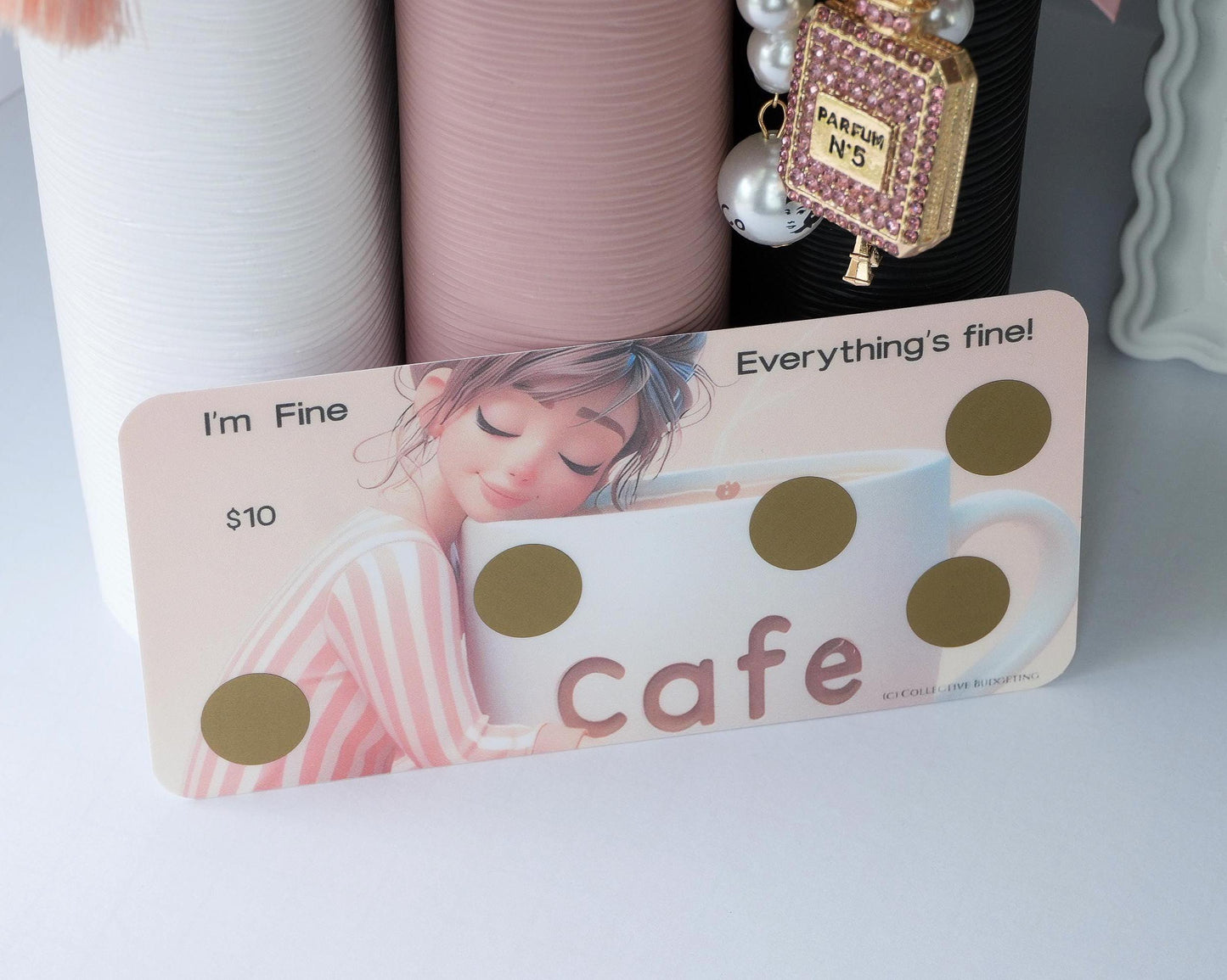 Laminated Savings Challenge Card | Café Anime Cash Envelope Tracker