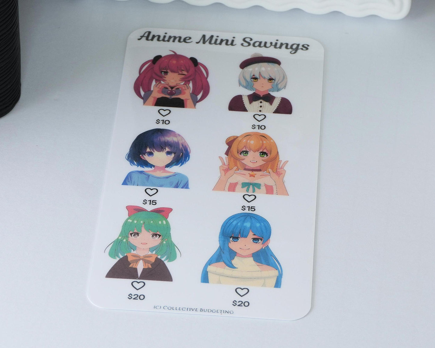 Anime Mini Savings Challenge Card | Laminated Cash Envelope Tracker