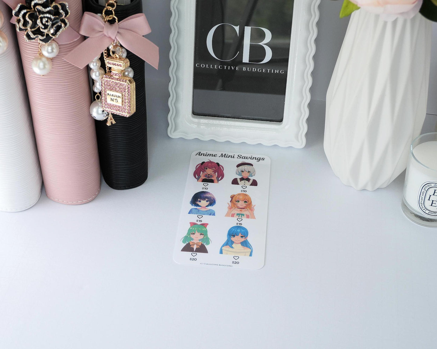 Anime Mini Savings Challenge Card | Laminated Cash Envelope Tracker