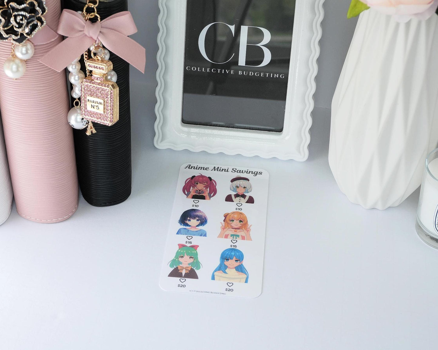 Anime Mini Savings Challenge Card | Laminated Cash Envelope Tracker