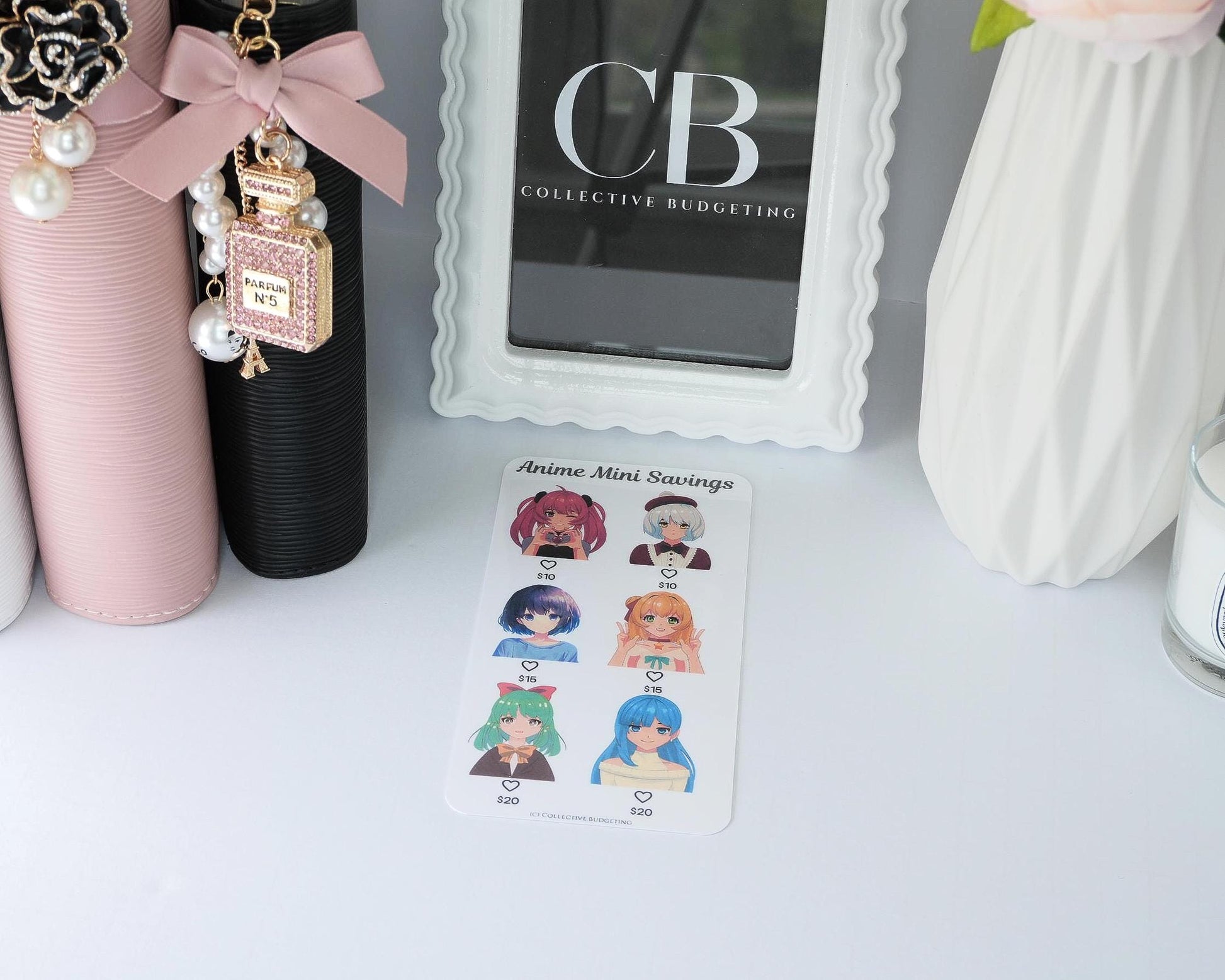 Anime Mini Savings Challenge Card | Laminated Cash Envelope Tracker