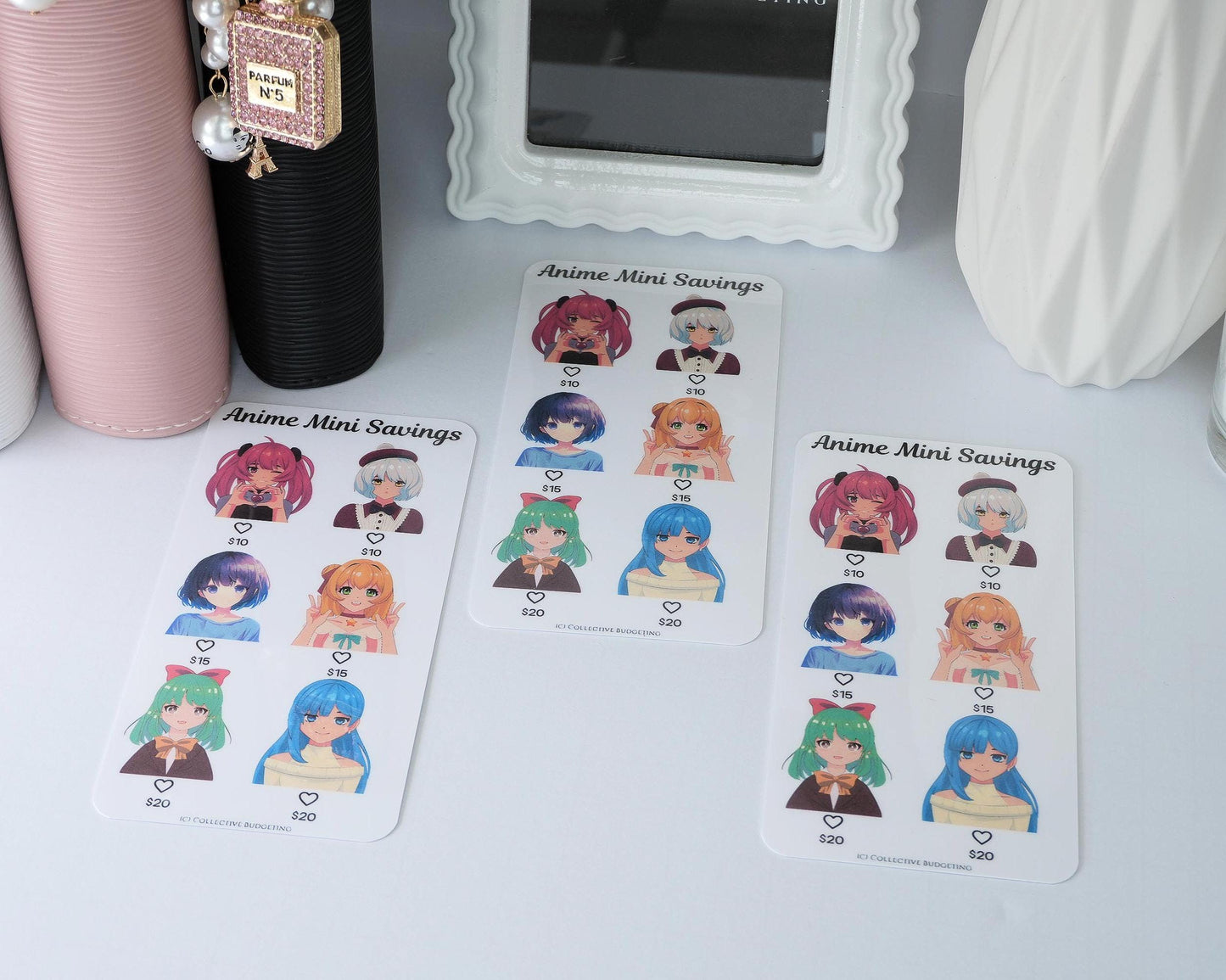Anime Mini Savings Challenge Card | Laminated Cash Envelope Tracker