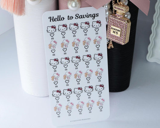 Hello to Savings Challenge Card | Laminated Cash Envelope Tracker