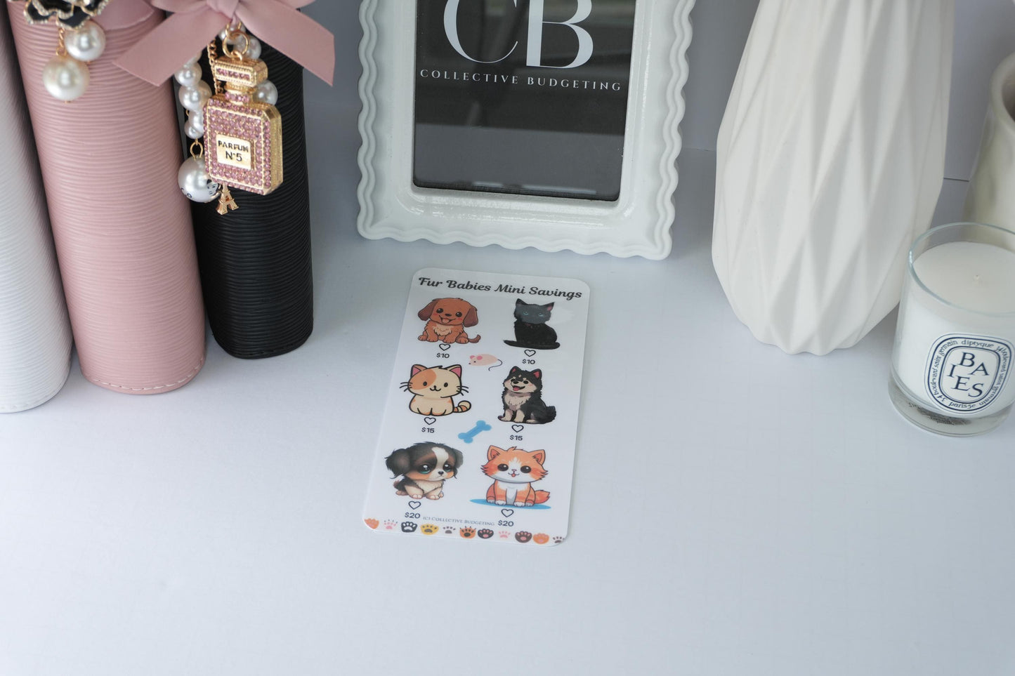 Fur Babies Mini Savings Challenge | Laminated Reusable Erasable Tracker Card