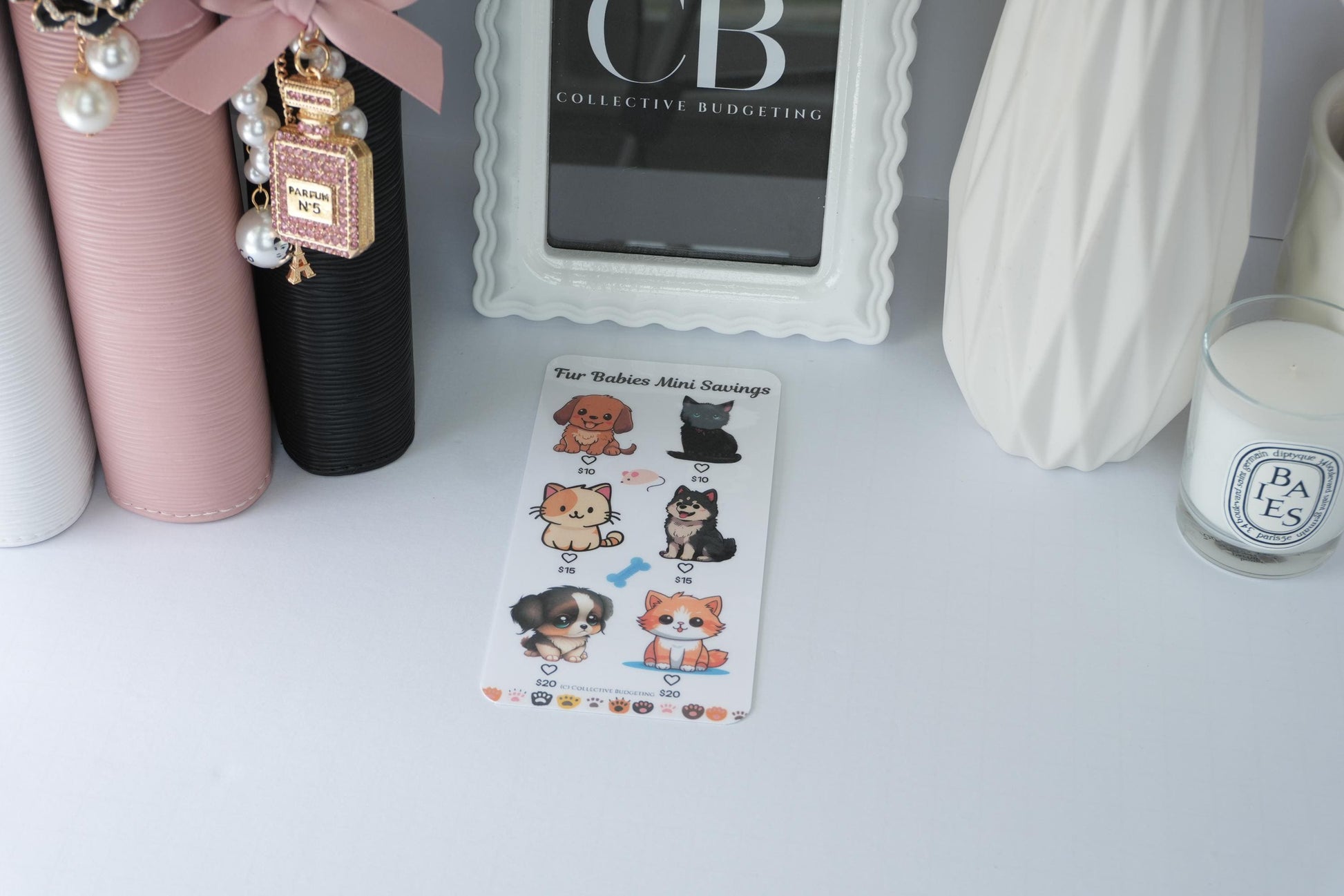 Fur Babies Mini Savings Challenge | Laminated Reusable Erasable Tracker Card
