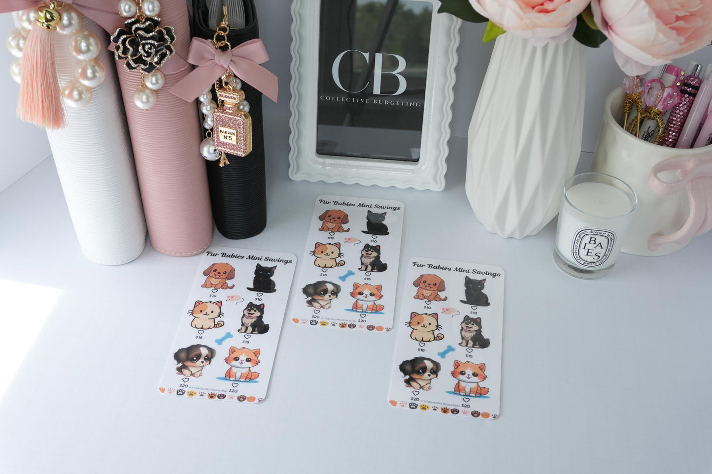 Fur Babies Mini Savings Challenge | Laminated Reusable Erasable Tracker Card