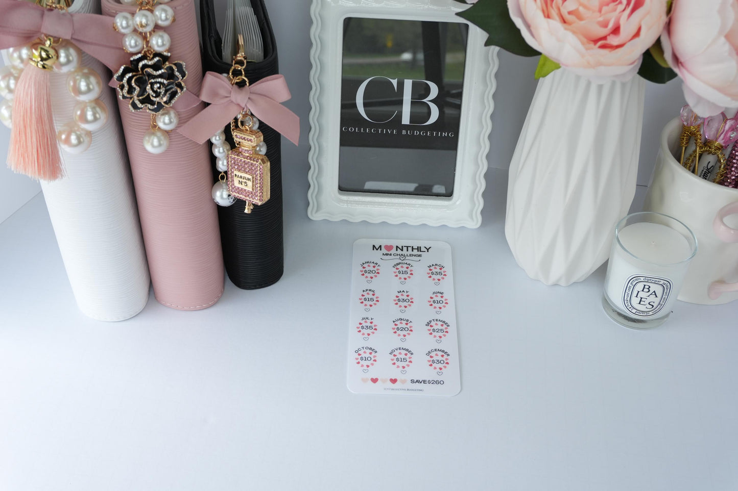 Monthly Mini Challenge Savings Card | Love-Themed Budget Tracker for Binders