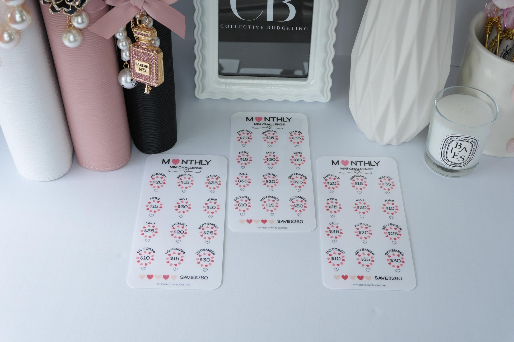 Monthly Mini Challenge Savings Card | Love-Themed Budget Tracker for Binders