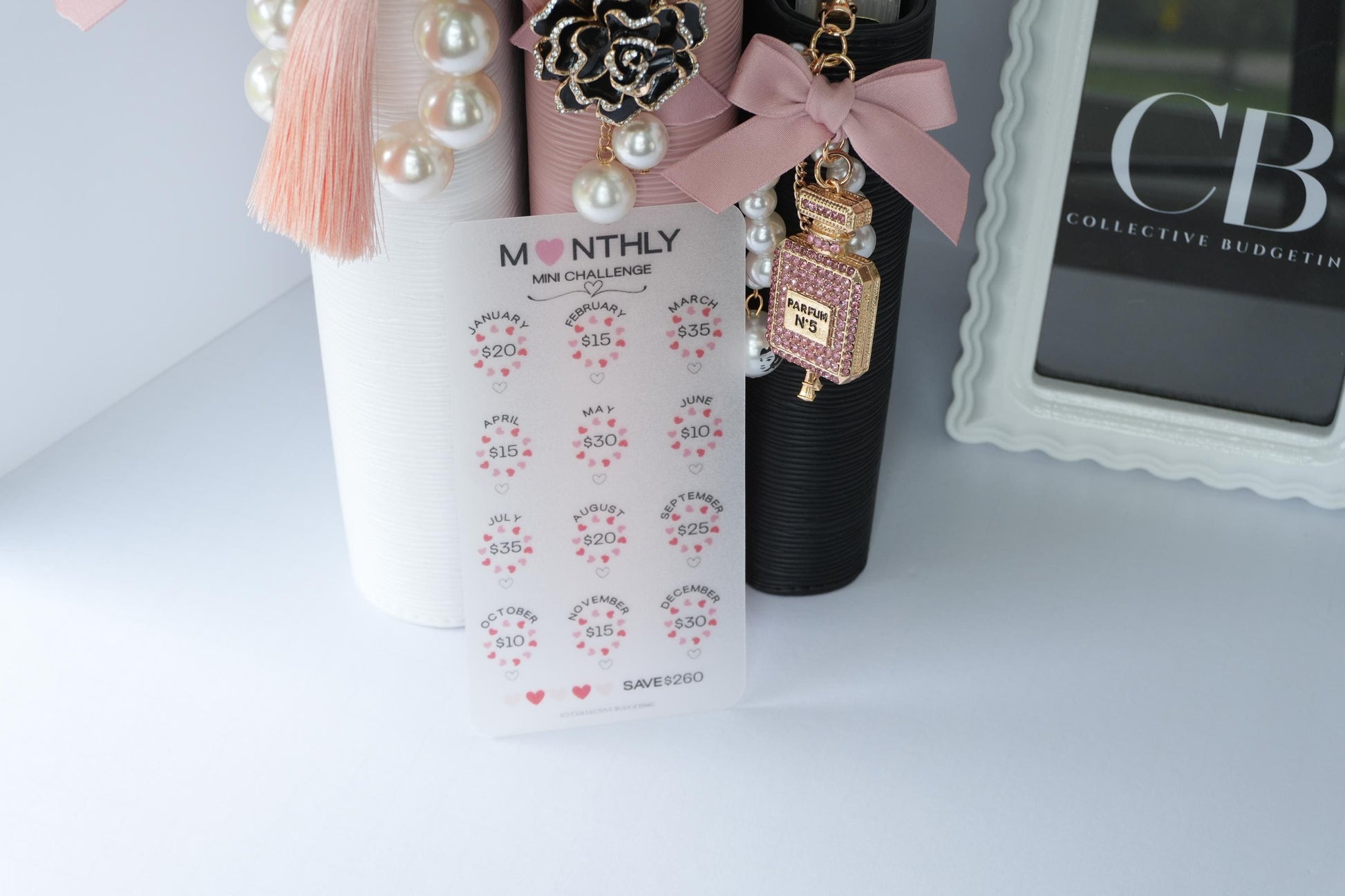 Monthly Mini Challenge Savings Card | Love-Themed Budget Tracker for Binders