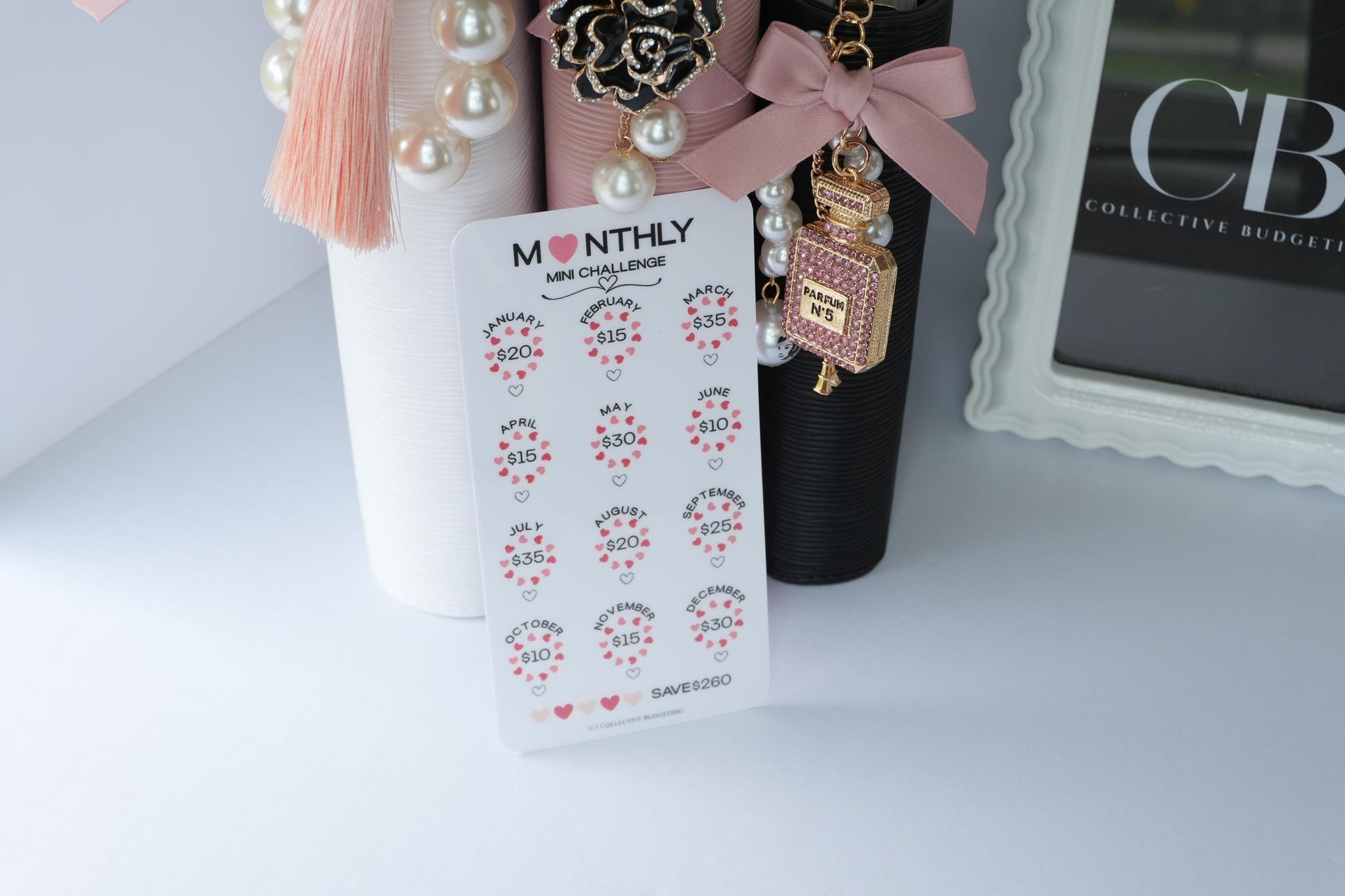 Monthly Mini Challenge Savings Card | Love-Themed Budget Tracker for Binders