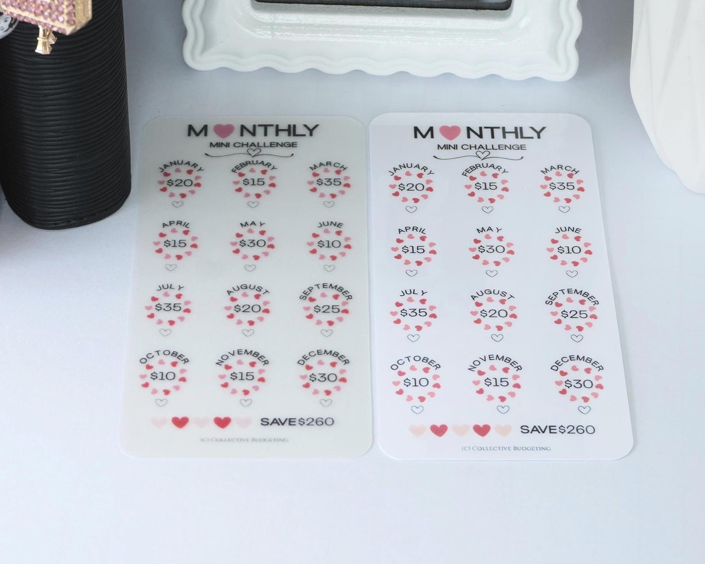 Monthly Mini Challenge Savings Card | Love-Themed Budget Tracker for Binders