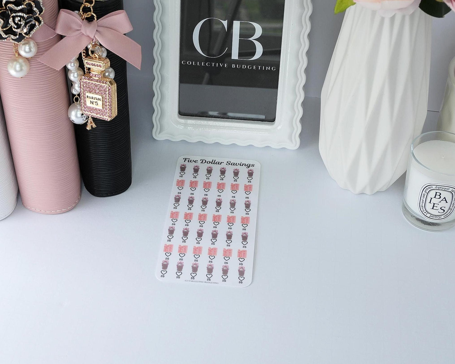 Five Dollar Savings Challenge | Desserts and Presents | Laminated Cash Stuffing Tracker