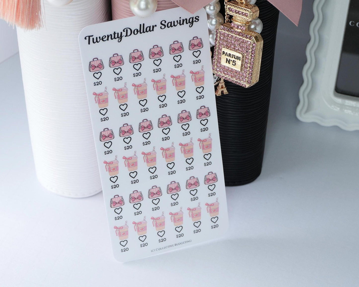 Twenty Dollar Savings Challenge | Purses and Sweet Drinks | Laminated Cash Stuffing Tracker