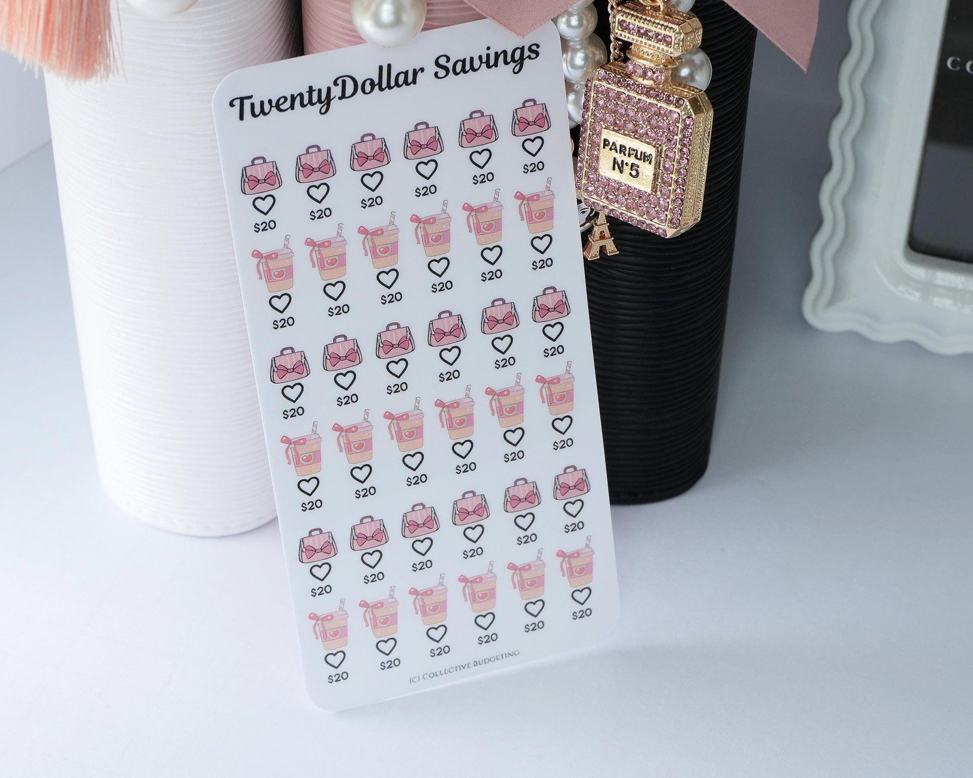Twenty Dollar Savings Challenge | Purses and Sweet Drinks | Laminated Cash Stuffing Tracker