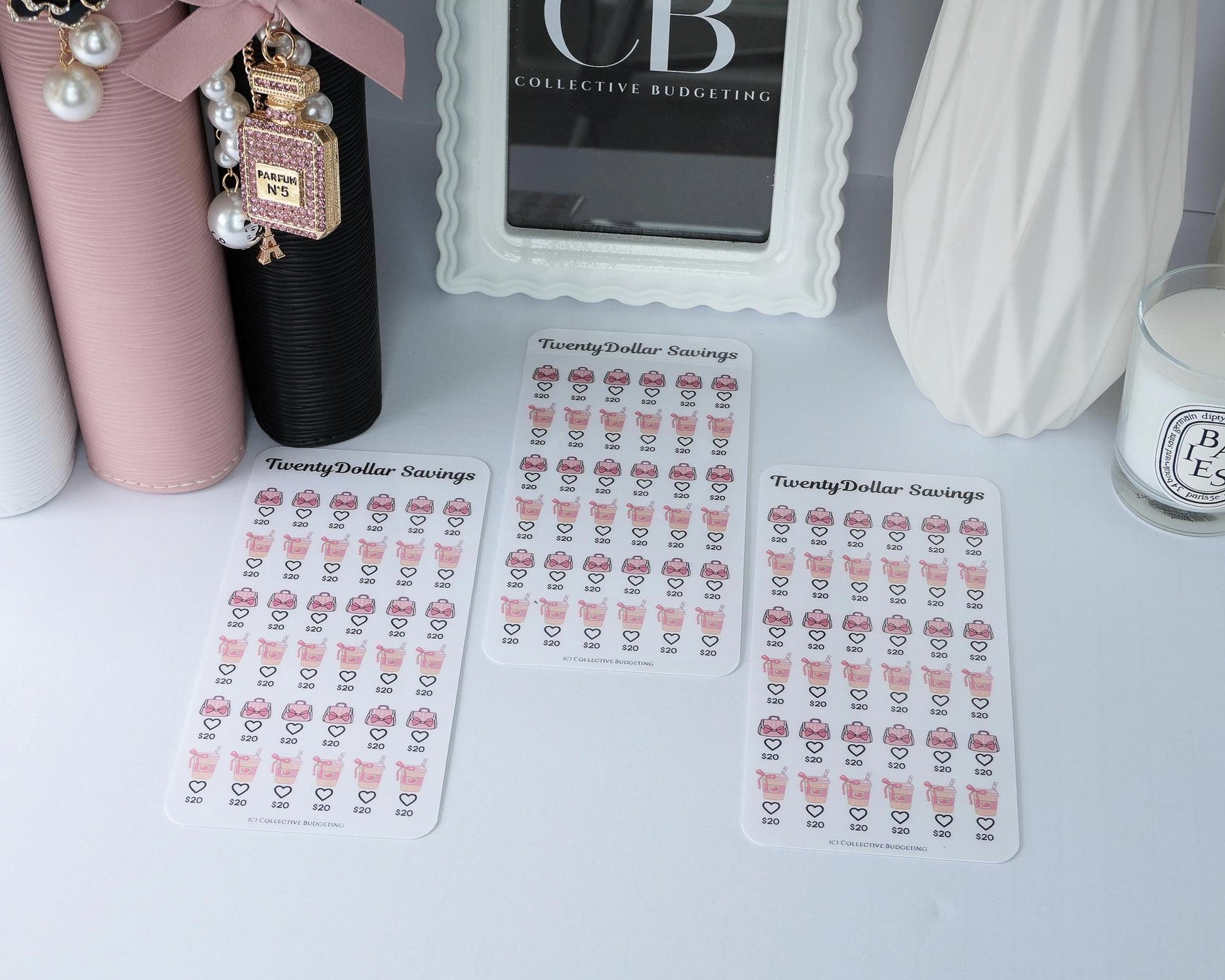 Twenty Dollar Savings Challenge | Purses and Sweet Drinks | Laminated Cash Stuffing Tracker