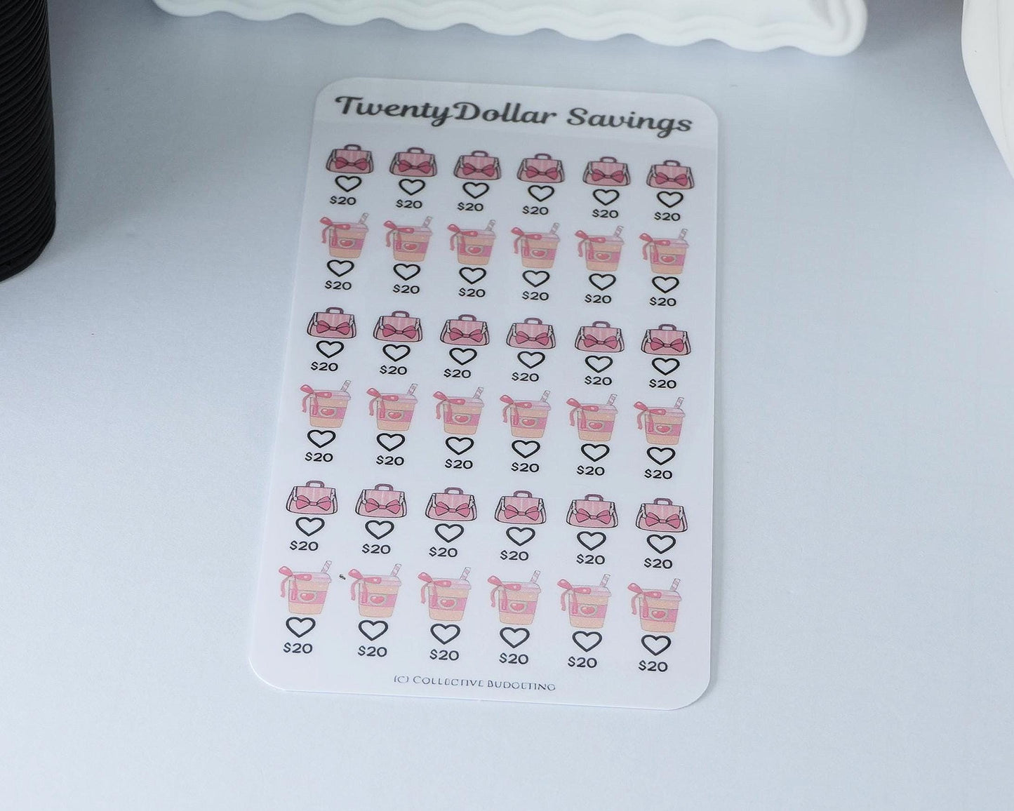 Twenty Dollar Savings Challenge | Purses and Sweet Drinks | Laminated Cash Stuffing Tracker