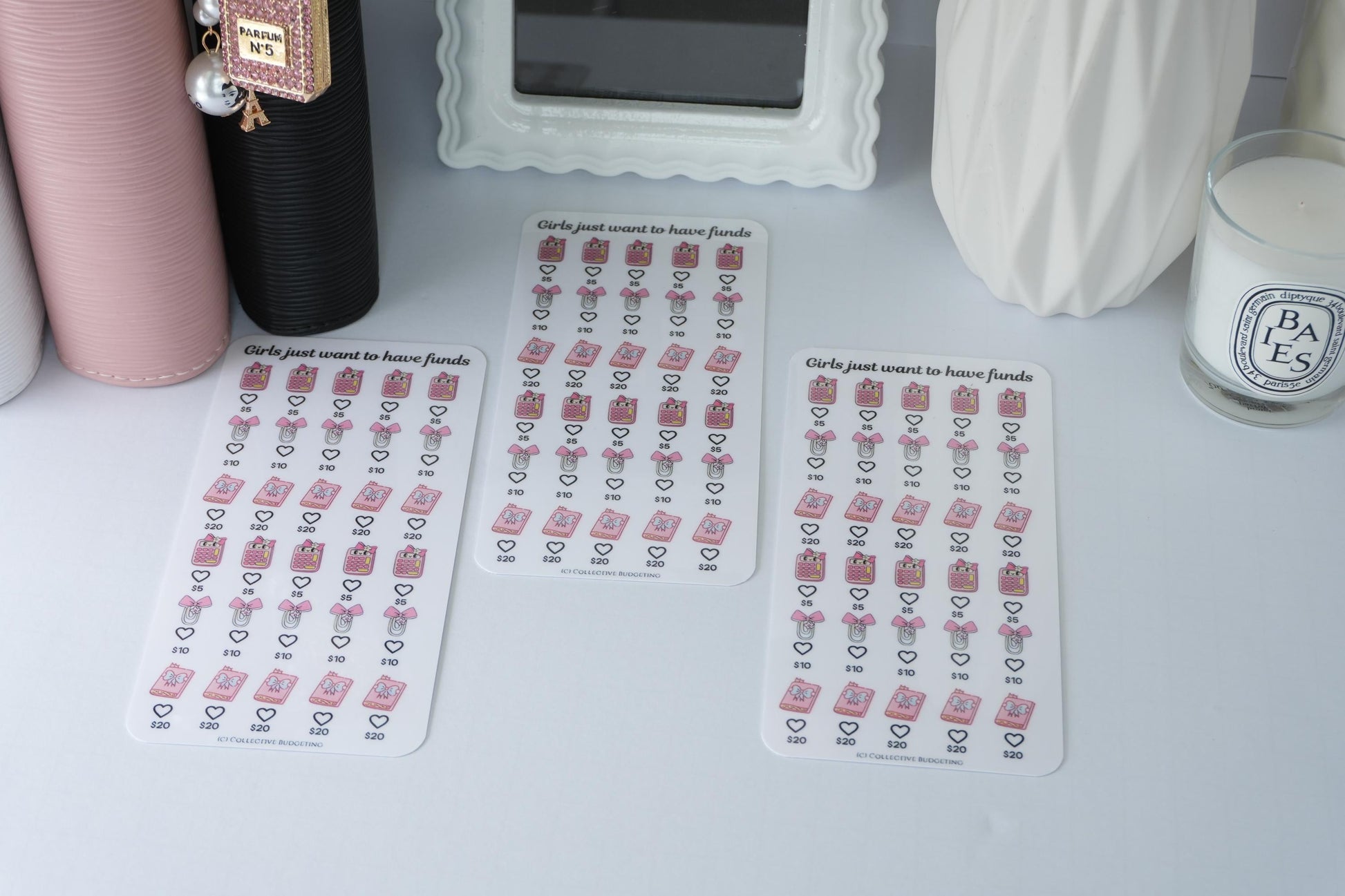 Girls Just Want to Have Funds Savings Challenge | Laminated Reusable Erasable Tracker Card