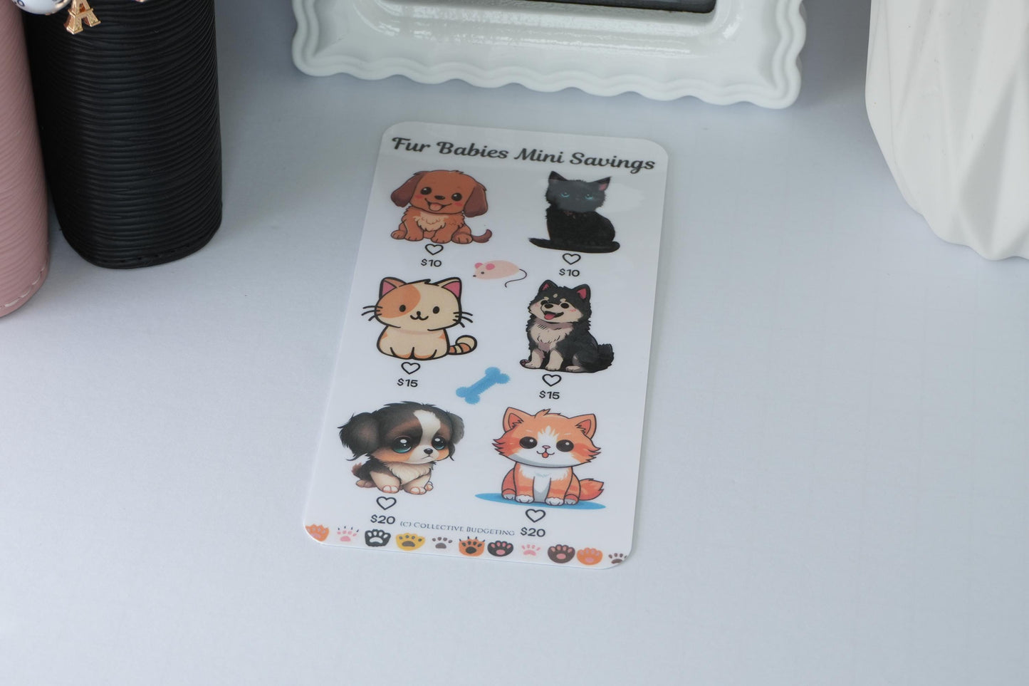 Fur Babies Mini Savings Challenge | Laminated Reusable Erasable Tracker Card