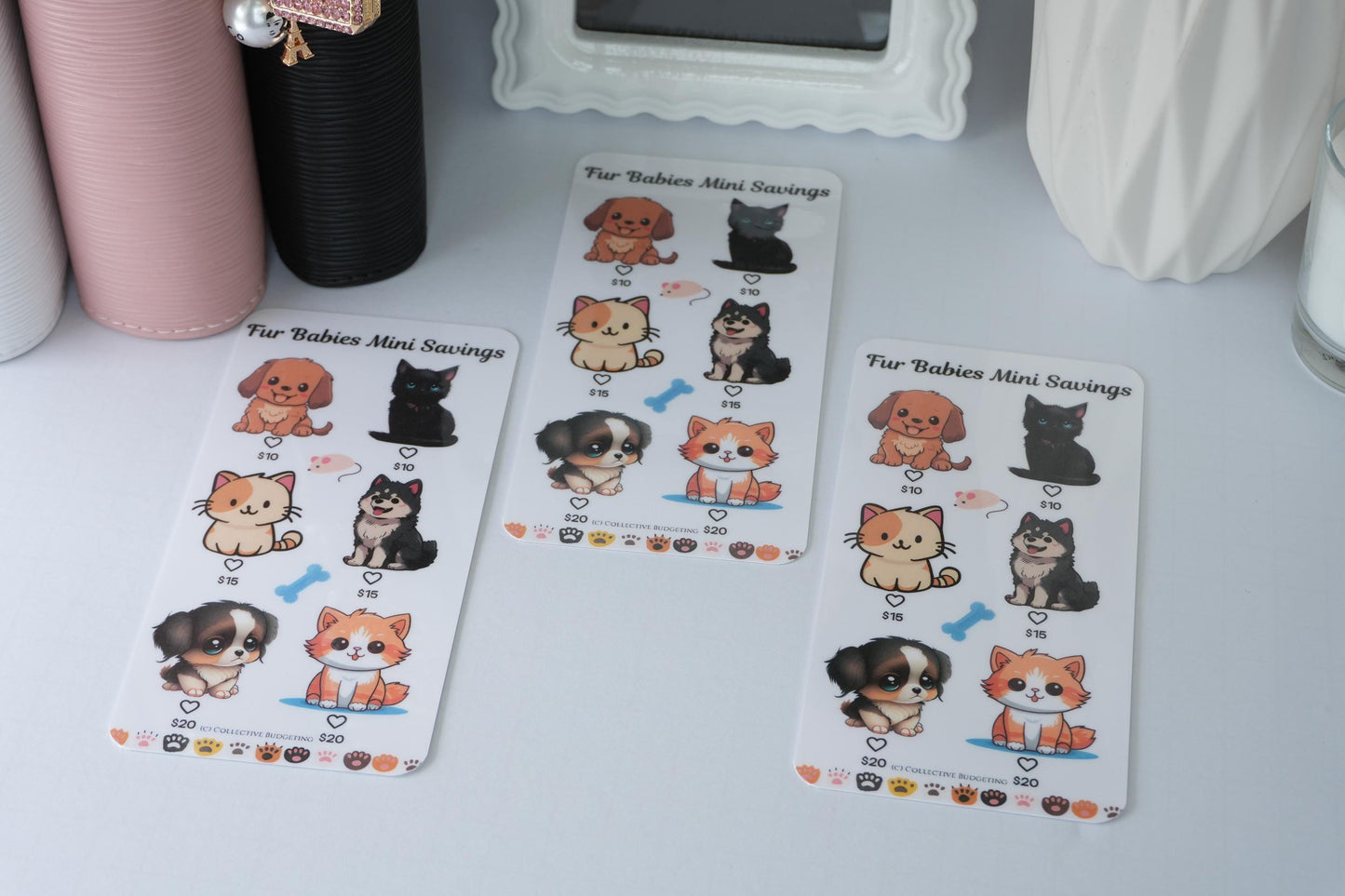 Fur Babies Mini Savings Challenge | Laminated Reusable Erasable Tracker Card