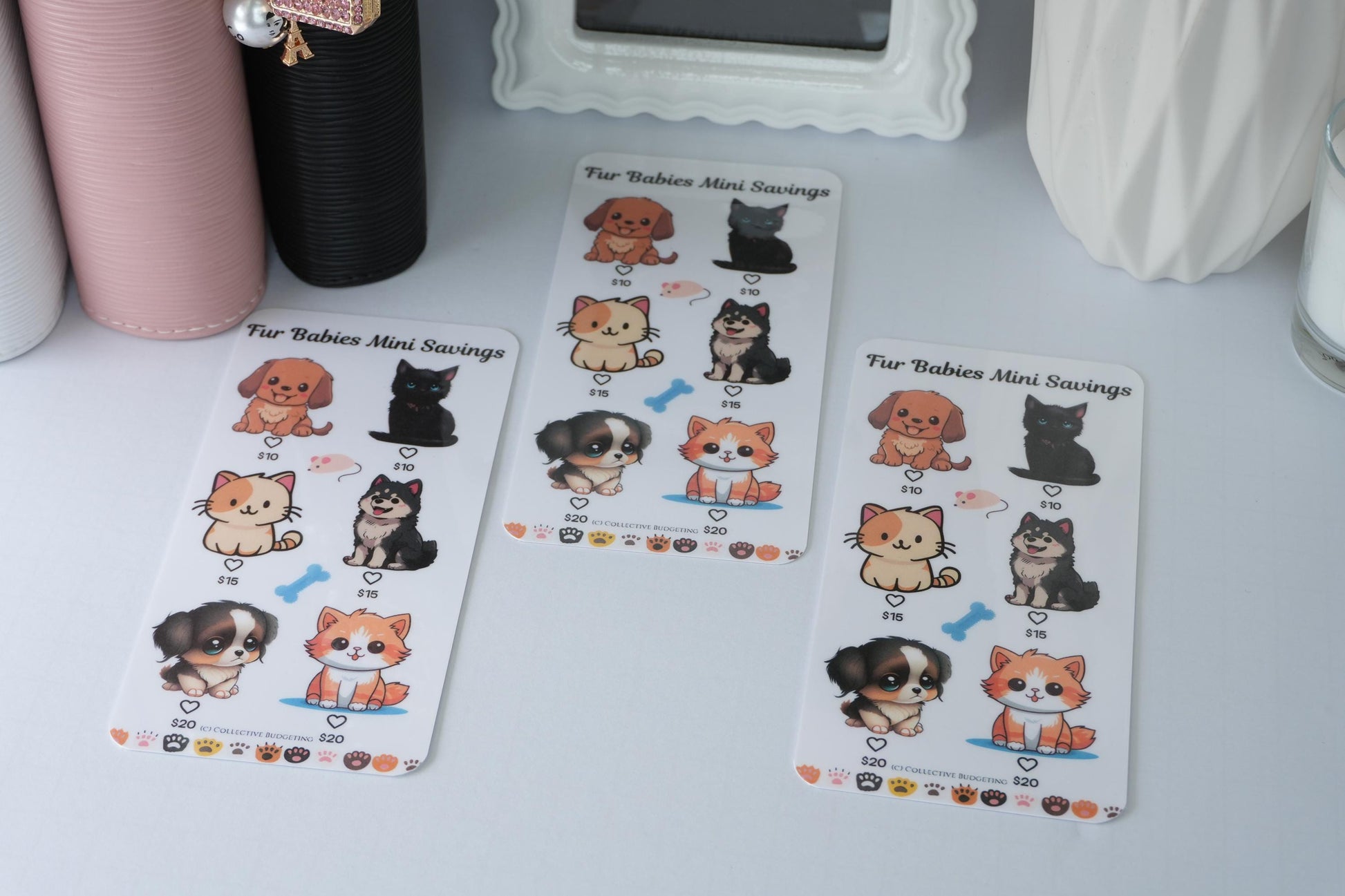 Fur Babies Mini Savings Challenge | Laminated Reusable Erasable Tracker Card
