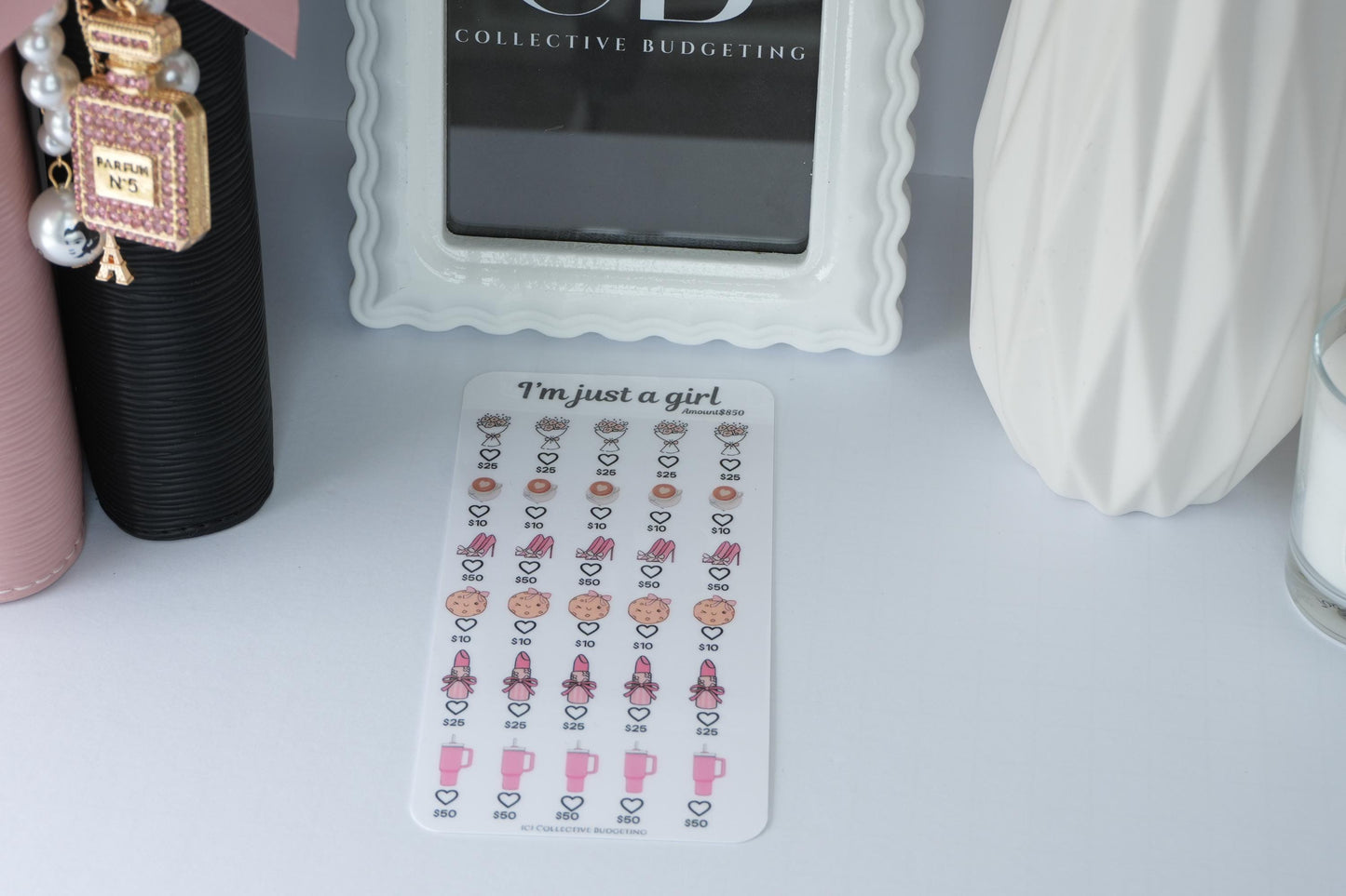 I'm Just a Girl Savings Challenge | Laminated Reusable Erasable Tracker Card