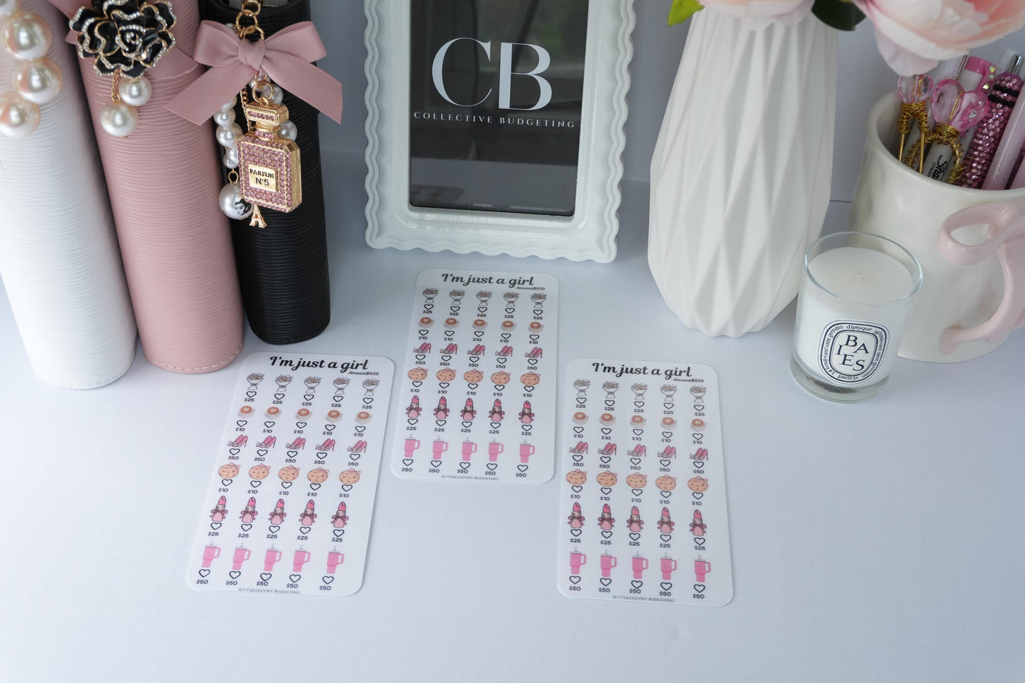 I'm Just a Girl Savings Challenge | Laminated Reusable Erasable Tracker Card