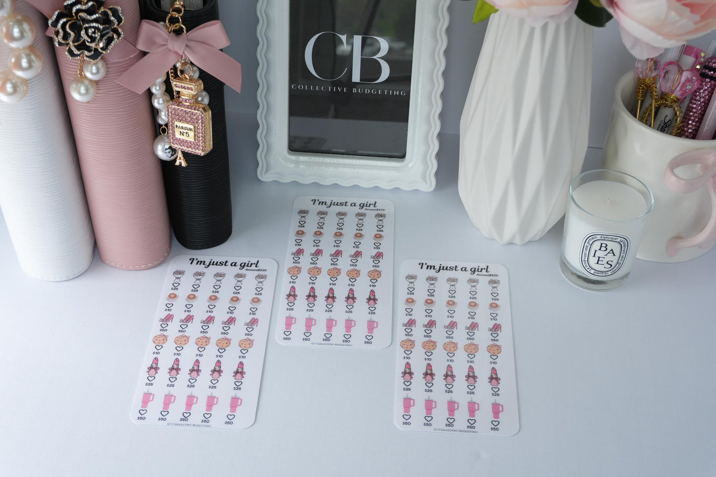 I'm Just a Girl Savings Challenge | Laminated Reusable Erasable Tracker Card