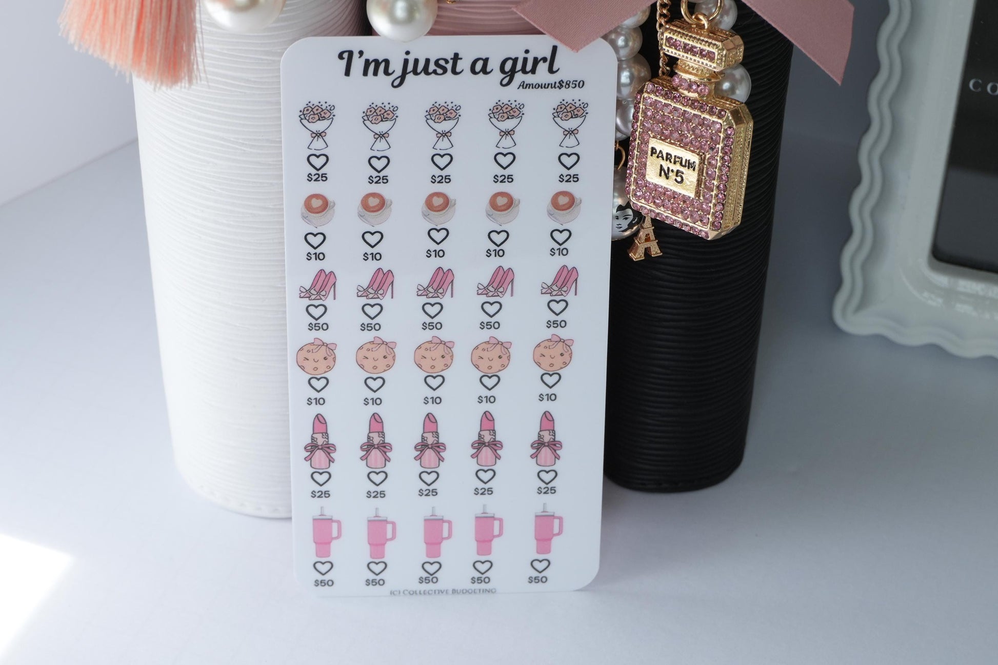 I'm Just a Girl Savings Challenge | Laminated Reusable Erasable Tracker Card