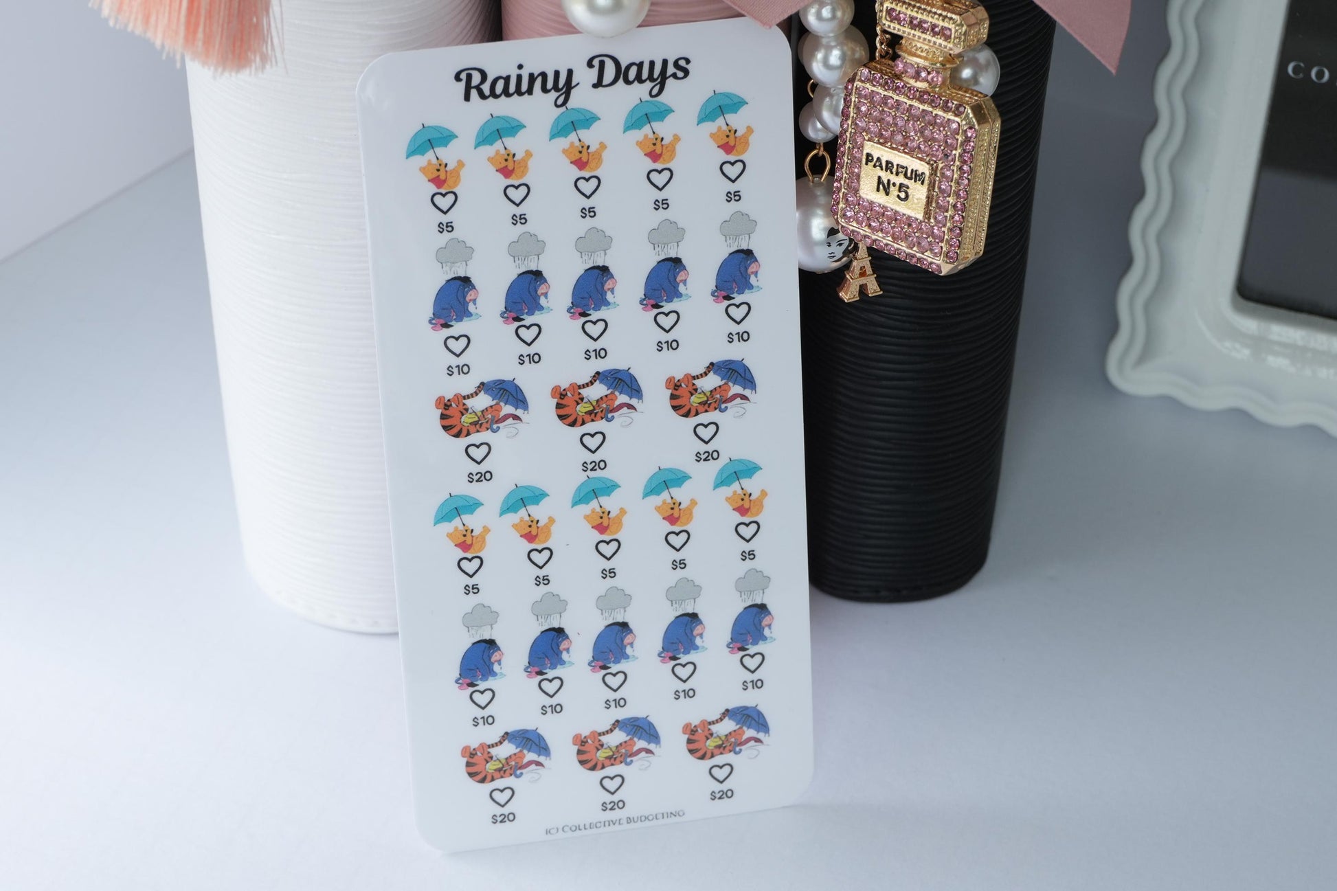 Rainy Days Savings Challenge Card | Storybook Character Budget Tracker