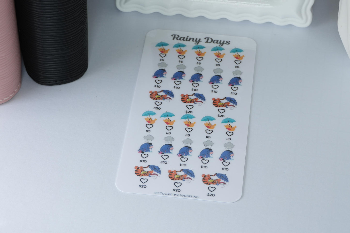 Rainy Days Savings Challenge Card | Storybook Character Budget Tracker