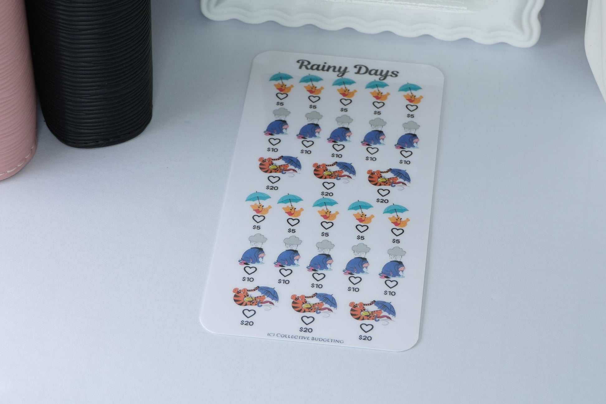 Rainy Days Savings Challenge Card | Storybook Character Budget Tracker