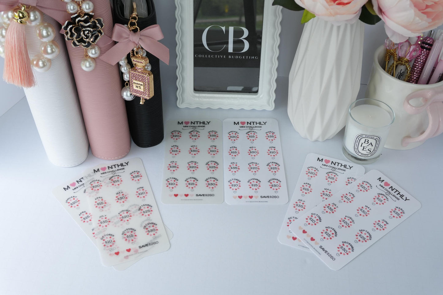 Monthly Mini Challenge Savings Card | Love-Themed Budget Tracker for Binders