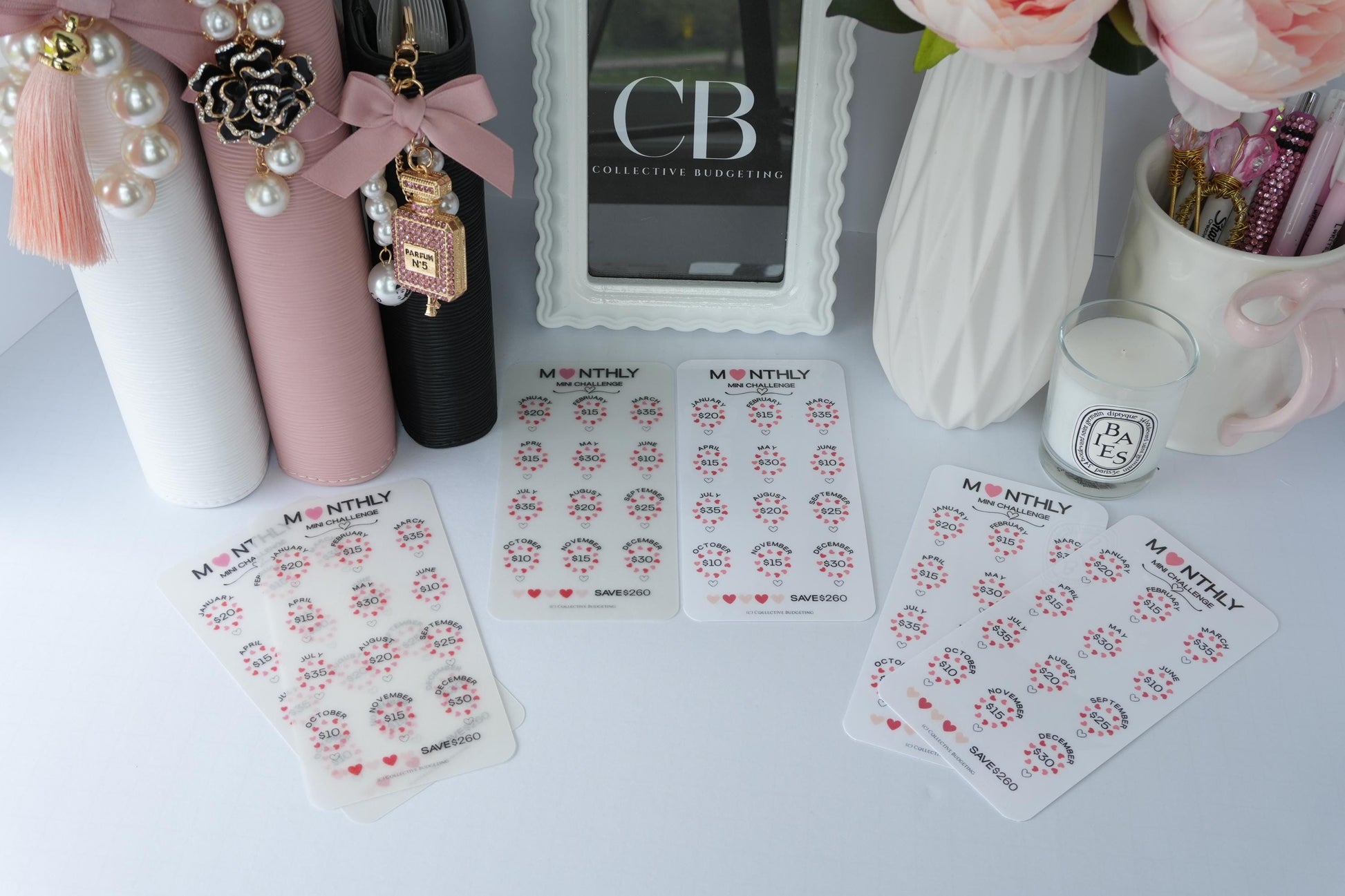 Monthly Mini Challenge Savings Card | Love-Themed Budget Tracker for Binders