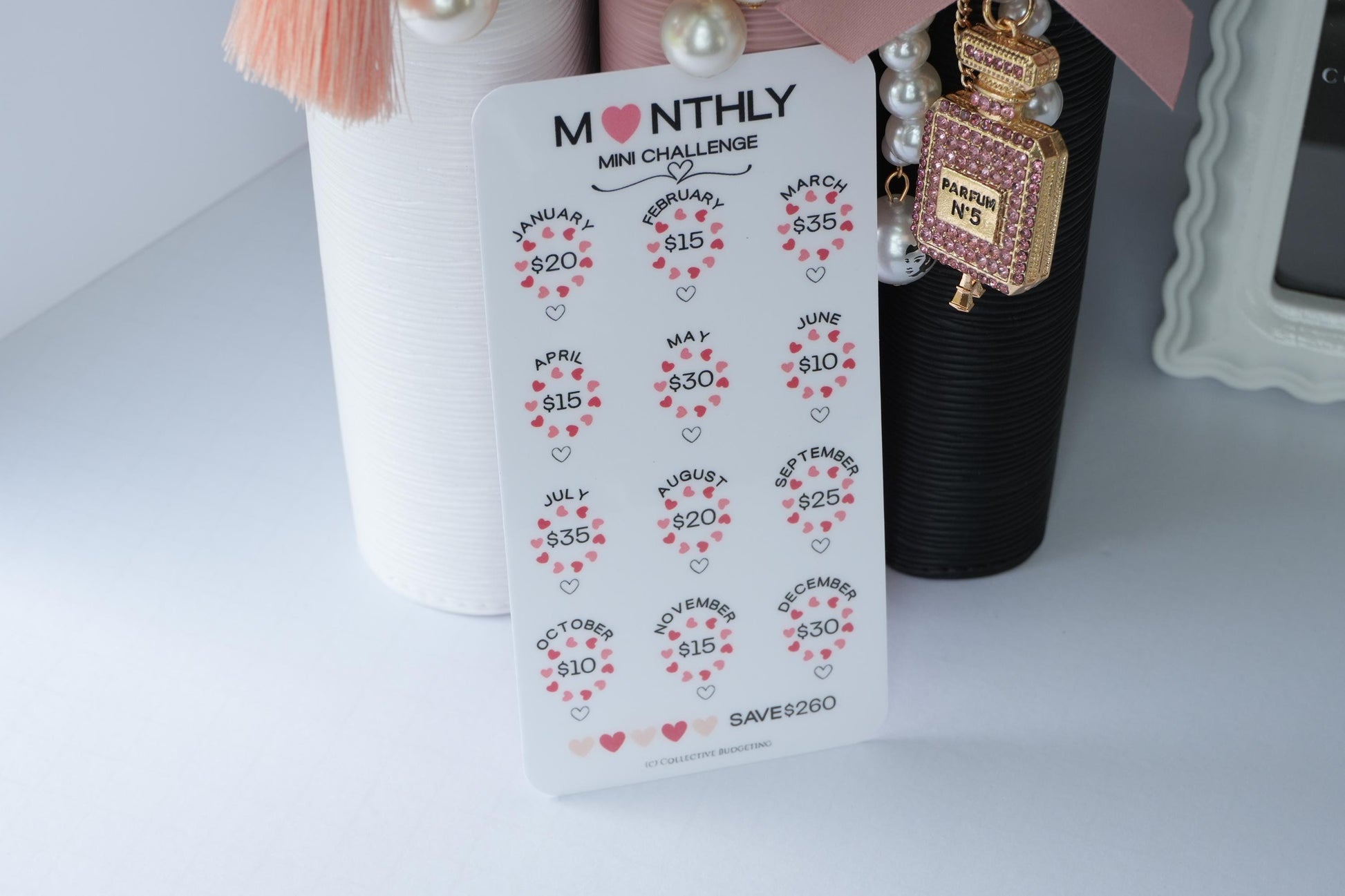 Monthly Mini Challenge Savings Card | Love-Themed Budget Tracker for Binders