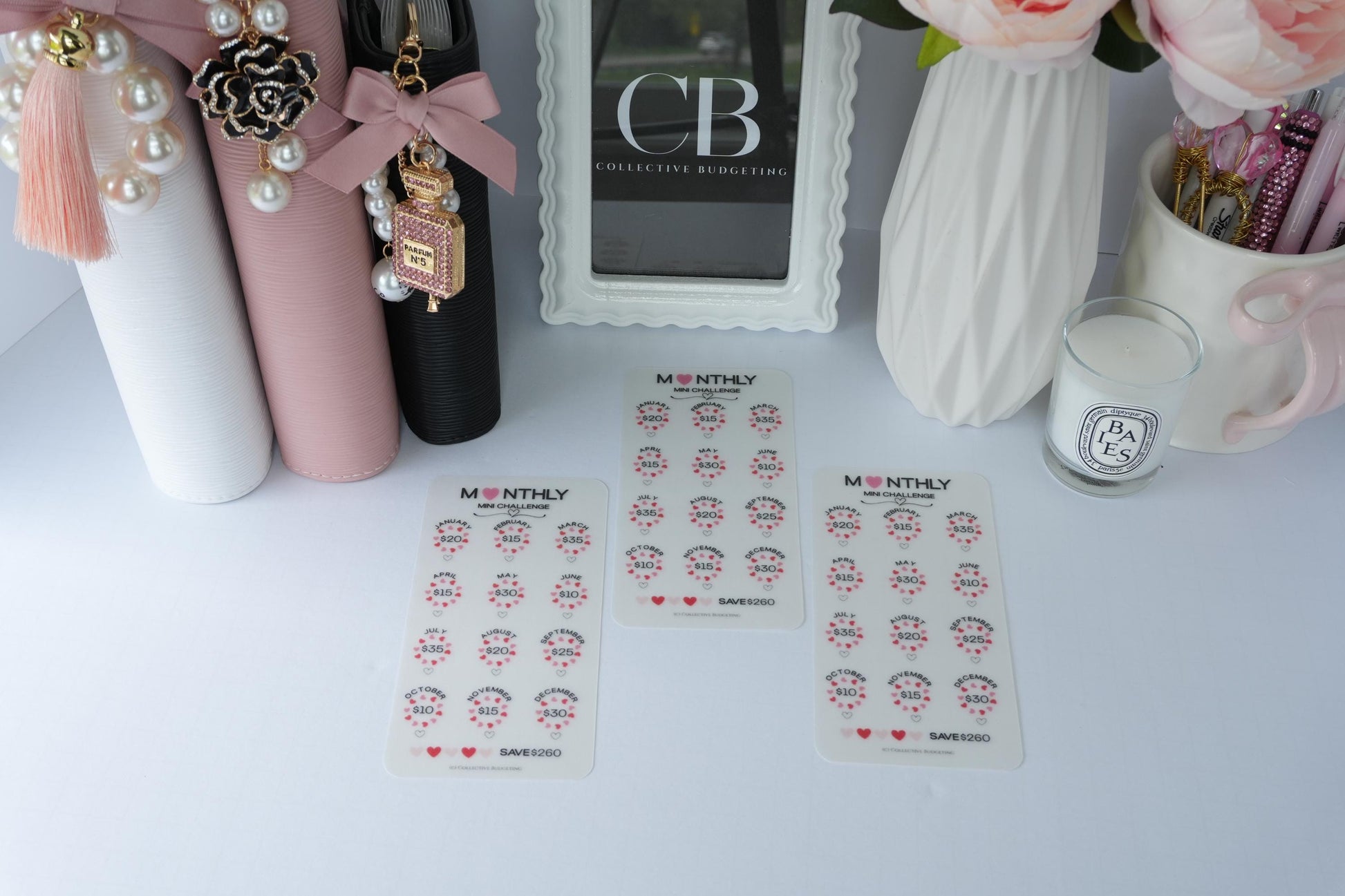 Monthly Mini Challenge Savings Card | Love-Themed Budget Tracker for Binders