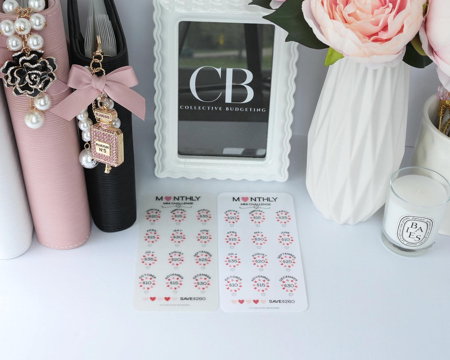 Monthly Mini Challenge Savings Card | Love-Themed Budget Tracker for Binders
