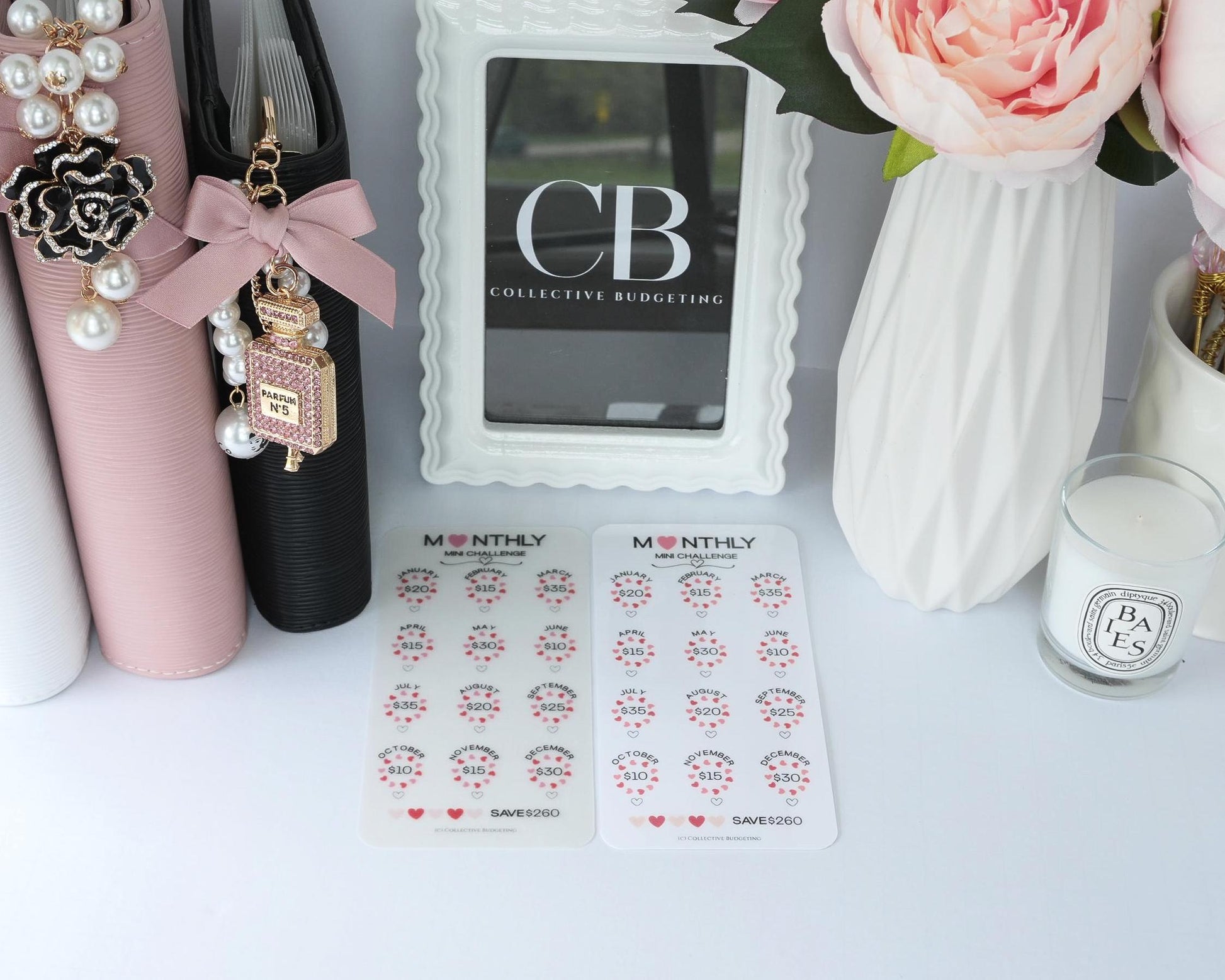 Monthly Mini Challenge Savings Card | Love-Themed Budget Tracker for Binders