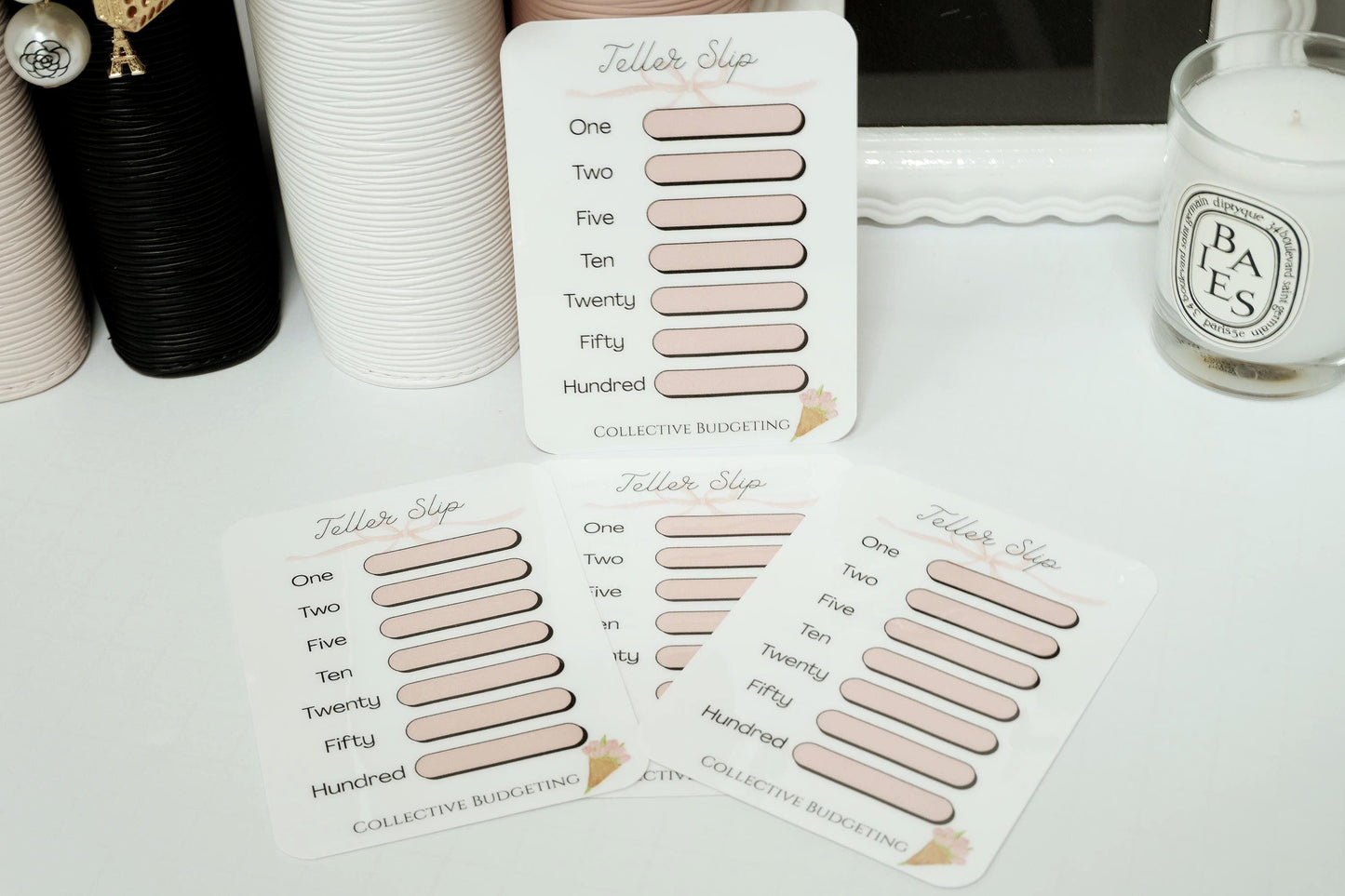 Teller Slip Tracker Card | Laminated Cash Denomination Tracker