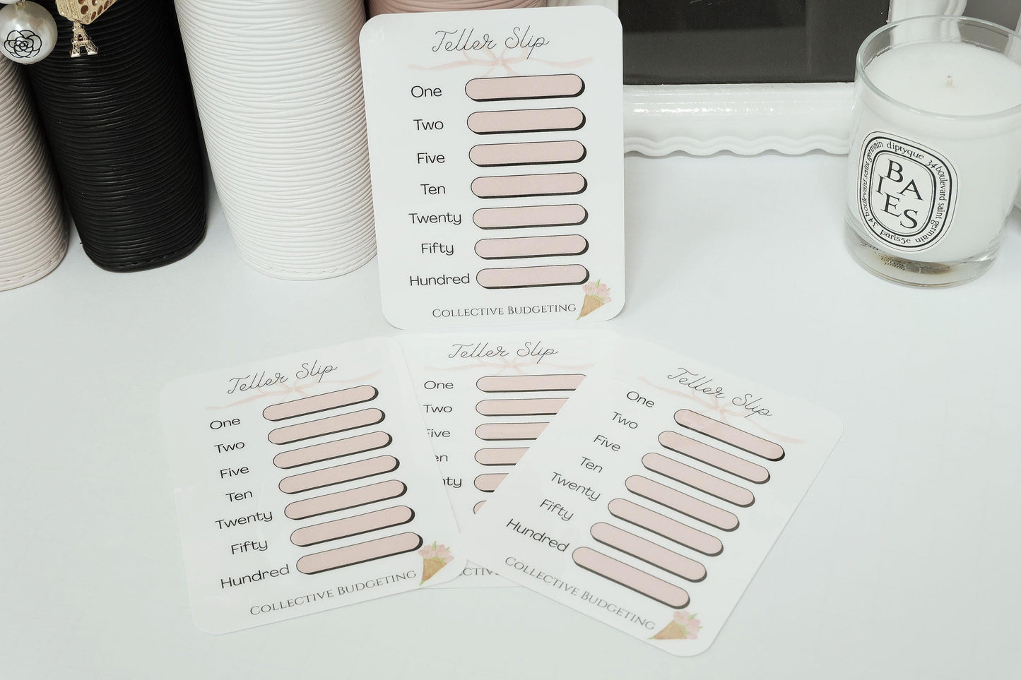 Teller Slip Tracker Card | Laminated Cash Denomination Tracker