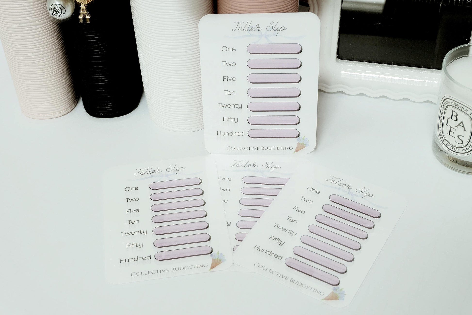 Teller Slip Tracker Card | Laminated Cash Denomination Tracker