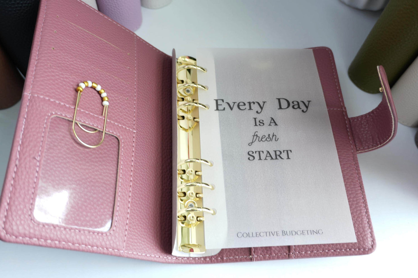 A6 Pebble Binder Bundle with Dashboard and Planner Paperclip
