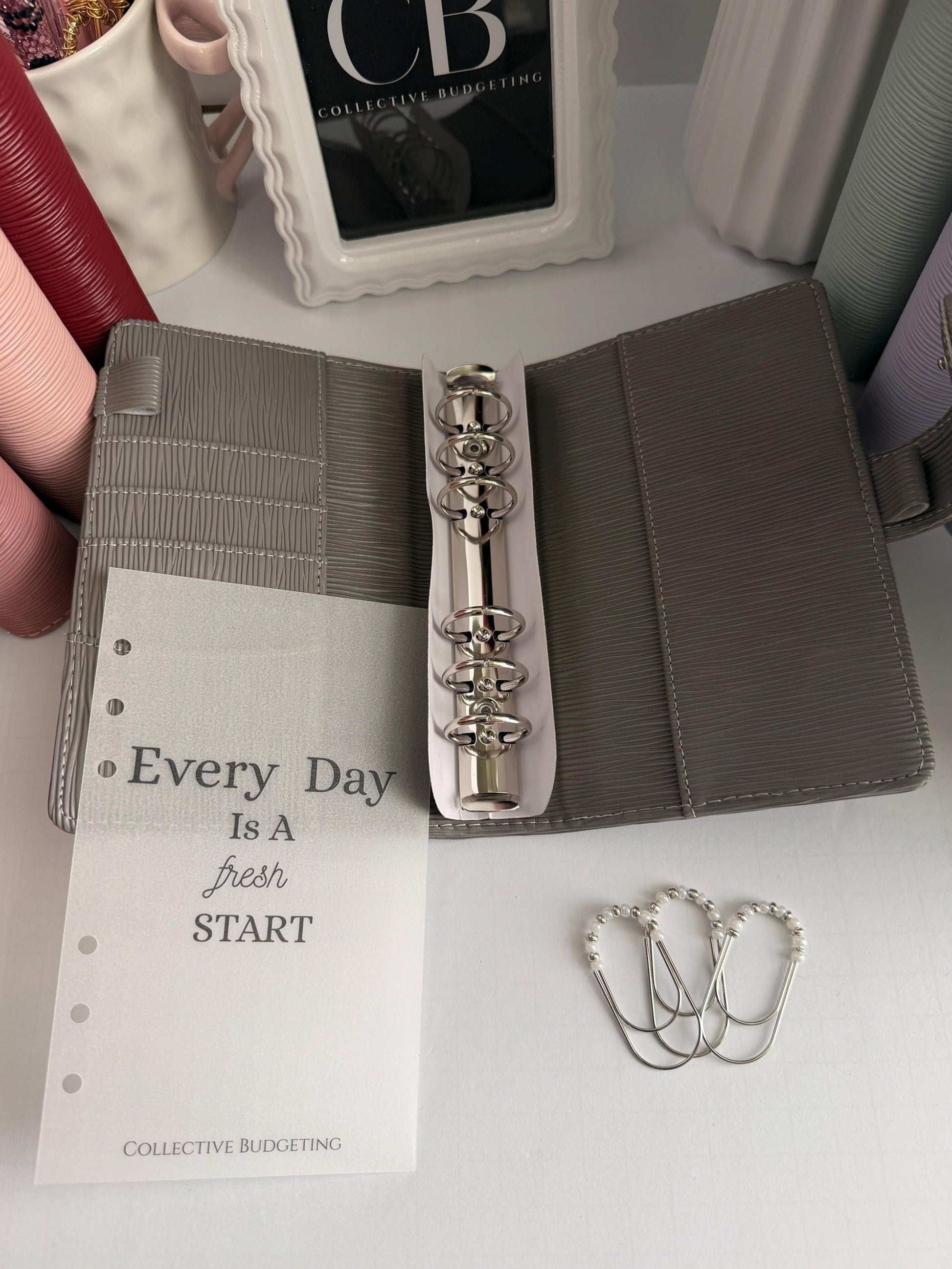 A6 Binder Bundle with Dashboard, Silver Planner Paperclip and Silver Rings