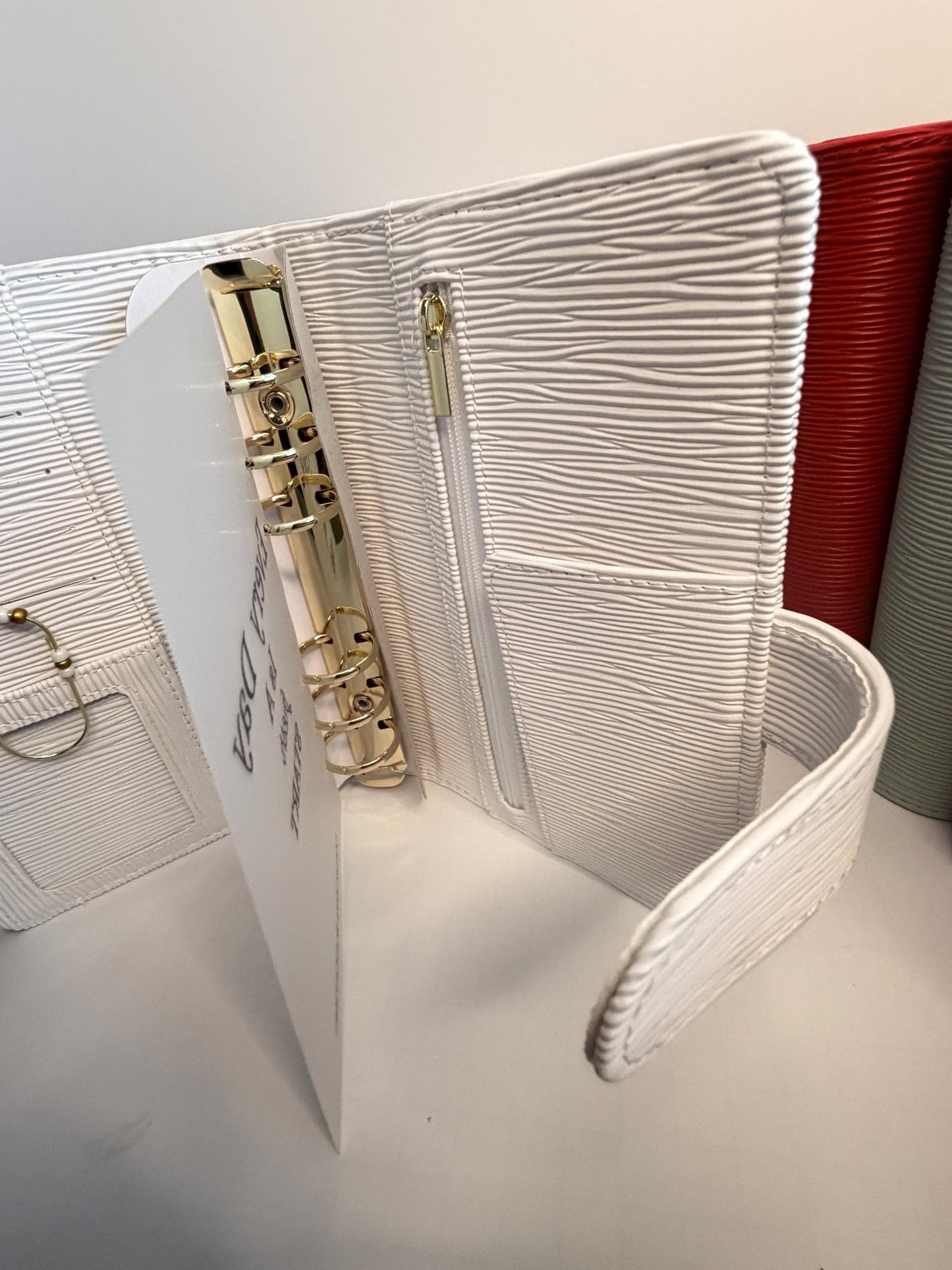 A6 Saffiano Binder Bundle Gold Rings andCustom Dashboard and Handmade Paperclip