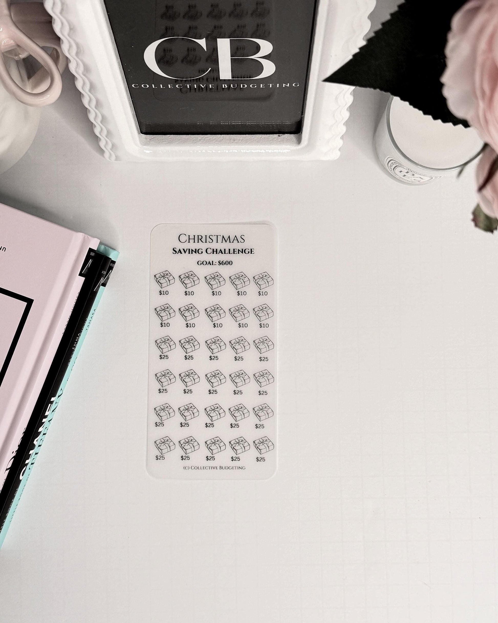 Christmas Packages Savings Challenge: Laminated Vellum Cash Tracker for Budgeting