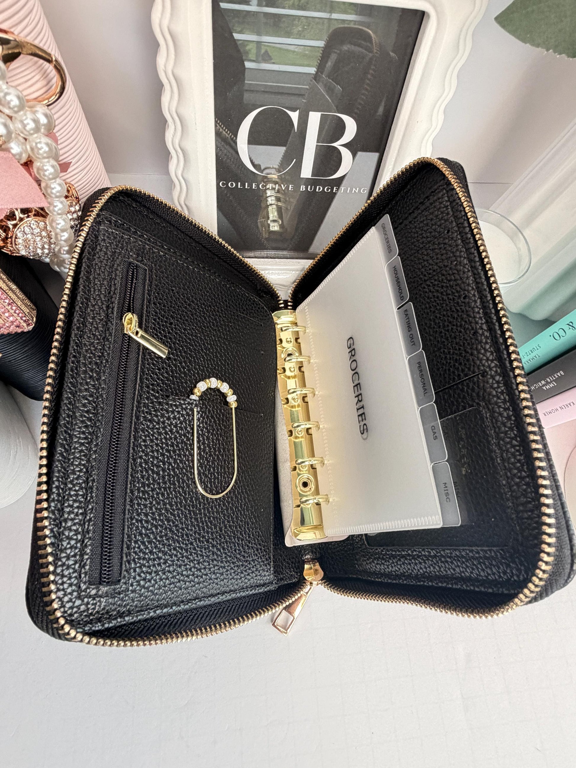 A7 Oversized Litchi Budget Wallet/Binder: Cash Stuffing Organizer
